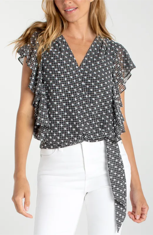 DRAPED FRONT TOP WITH WAIST TIE sold by Liverpool Jeans Company