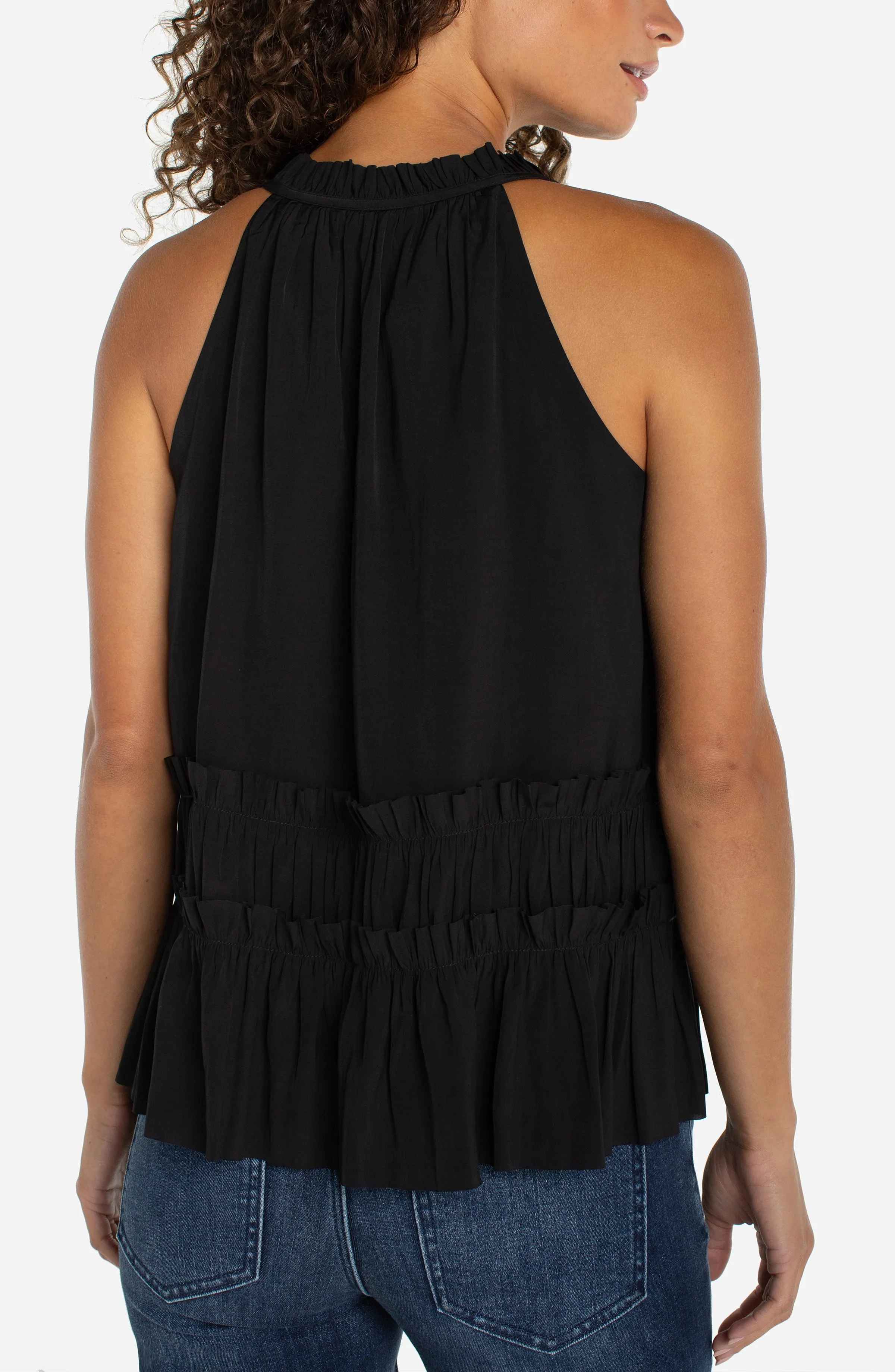 SLEEVELESS WOVEN TOP WITH RUFFLES sold by Liverpool Jeans Company product image thumbnail 2