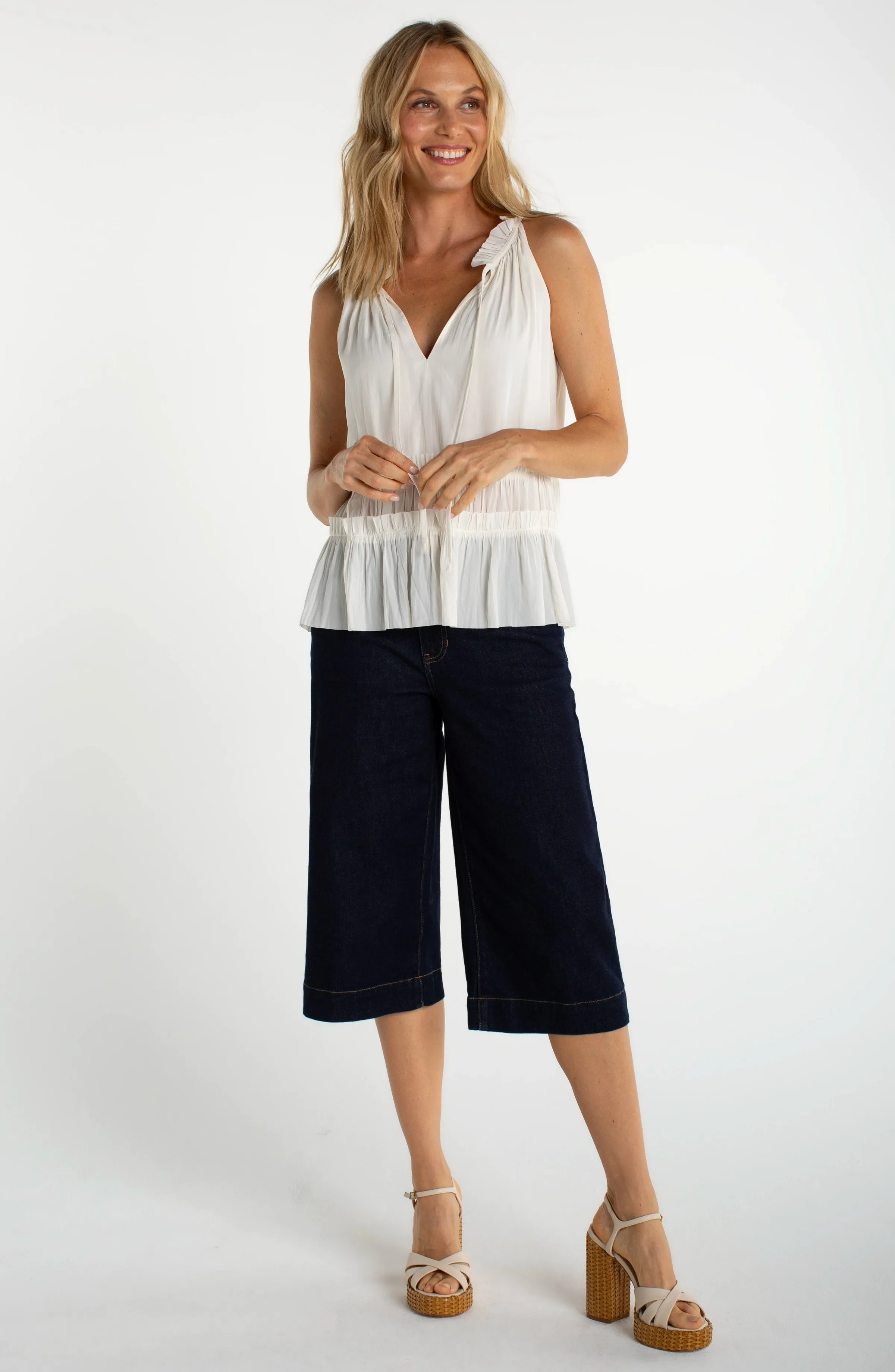 SLEEVELESS WOVEN TOP WITH RUFFLES sold by Liverpool Jeans Company product image thumbnail 4