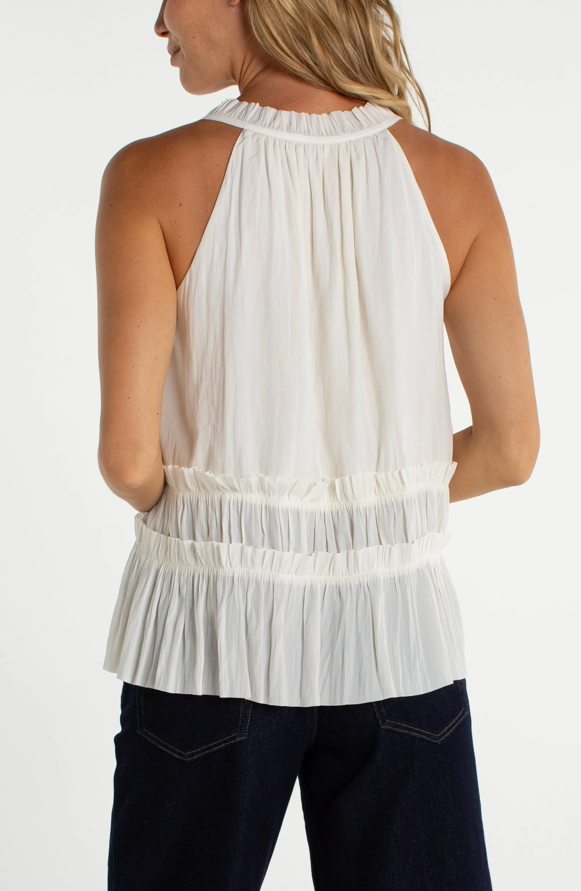 SLEEVELESS WOVEN TOP WITH RUFFLES sold by Liverpool Jeans Company product image thumbnail 2