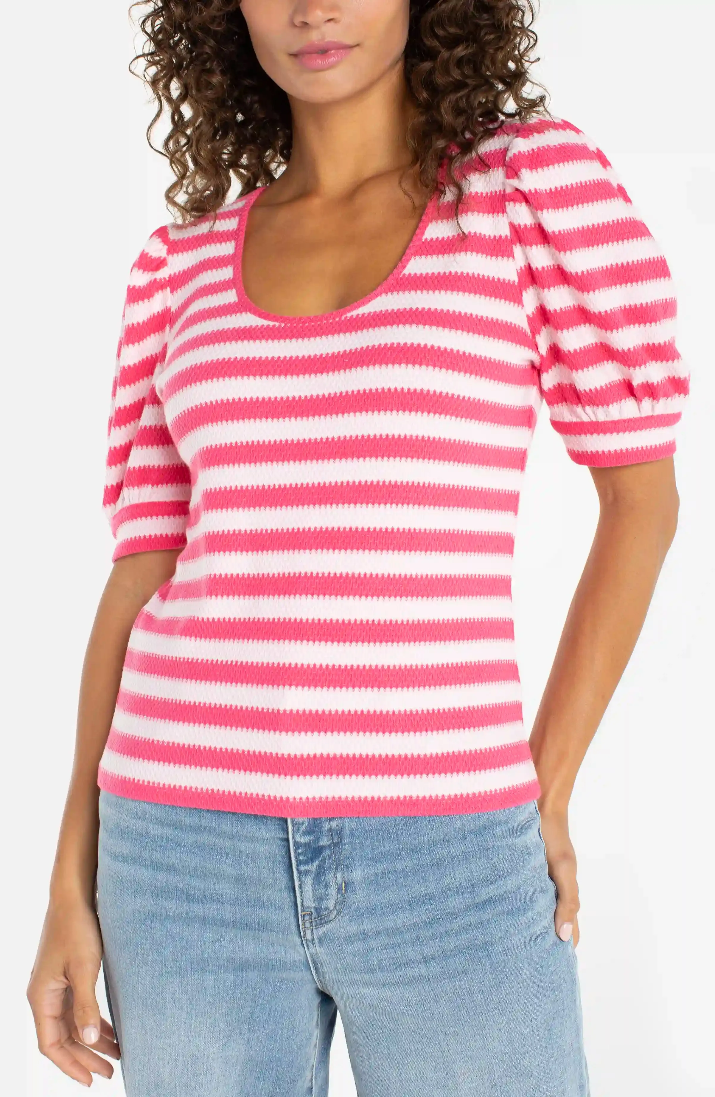 half sleeve scoop neck knit top sold by Liverpool Jeans Company product image thumbnail 3