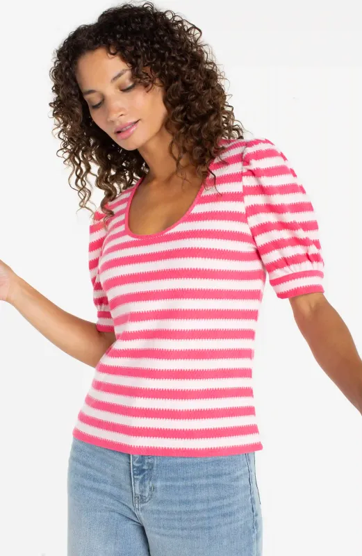 half sleeve scoop neck knit top made by Liverpool Jeans Company
