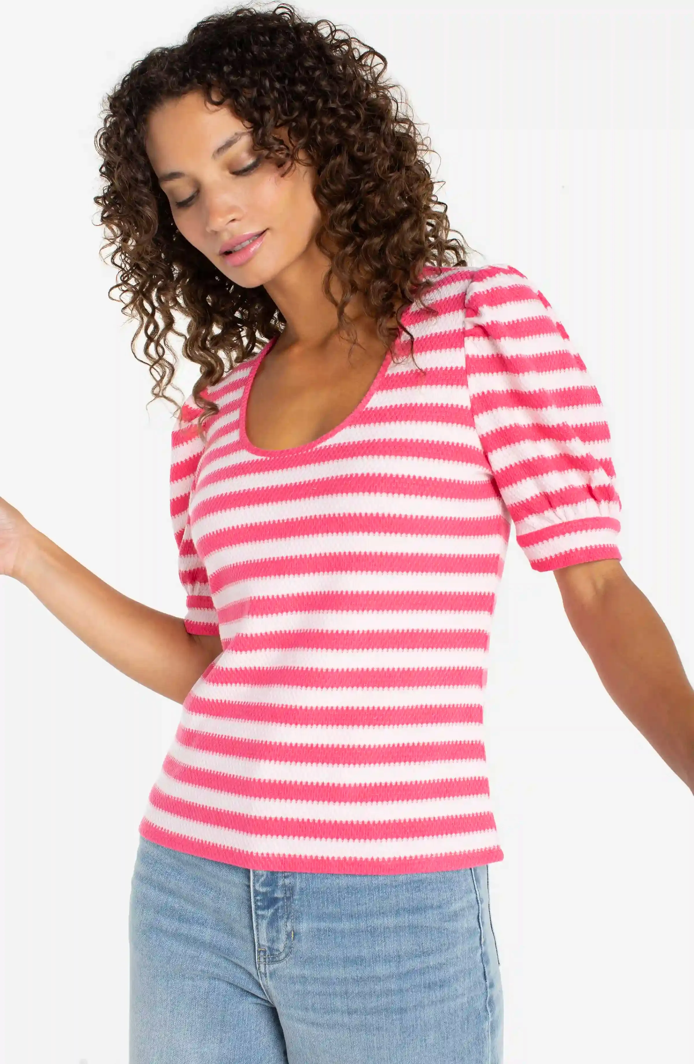 half sleeve scoop neck knit top sold by Liverpool Jeans Company