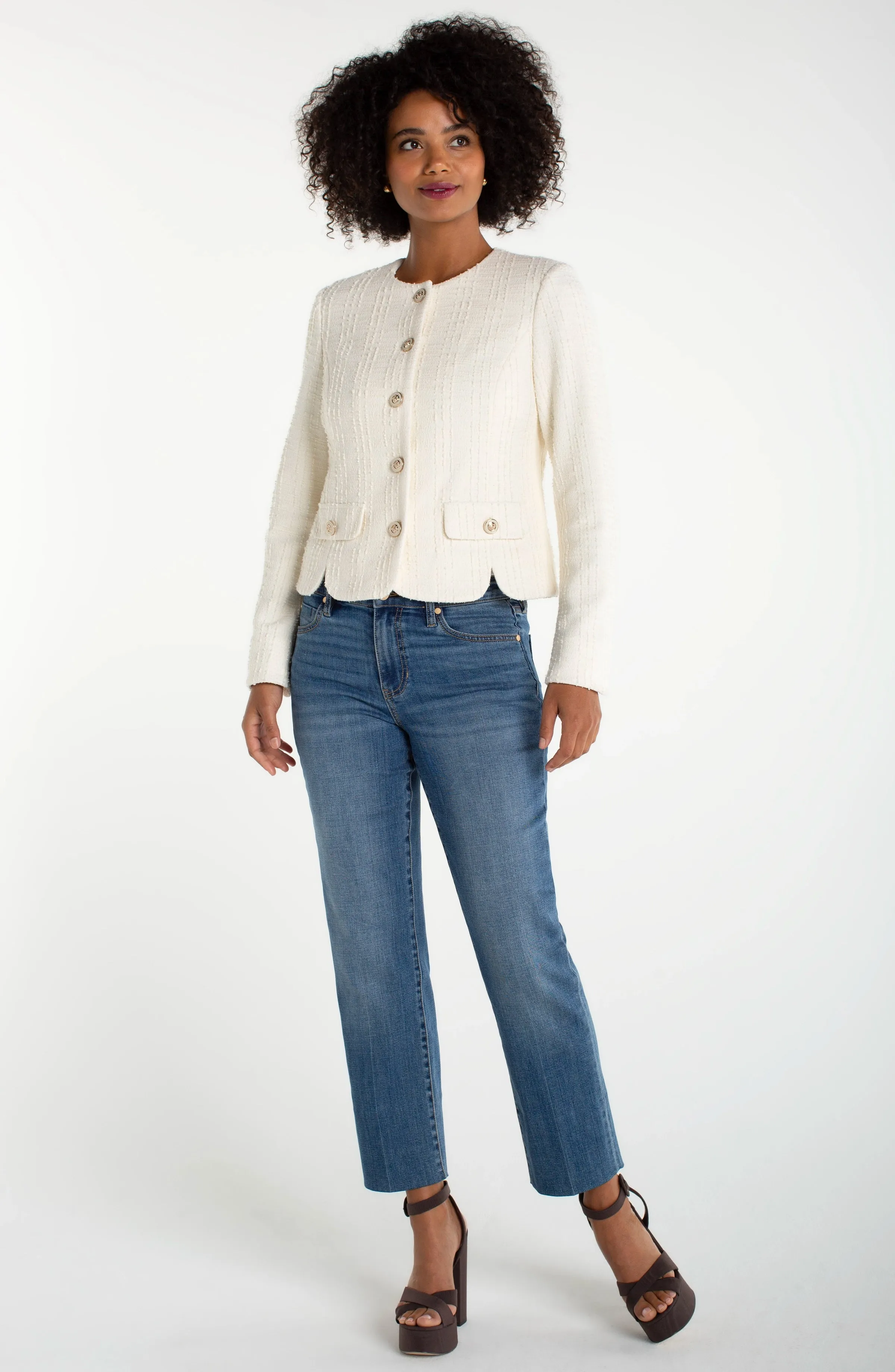 COLLARLESS JACKET WITH SCALLOP DETAIL sold by Liverpool Jeans Company product image thumbnail 5