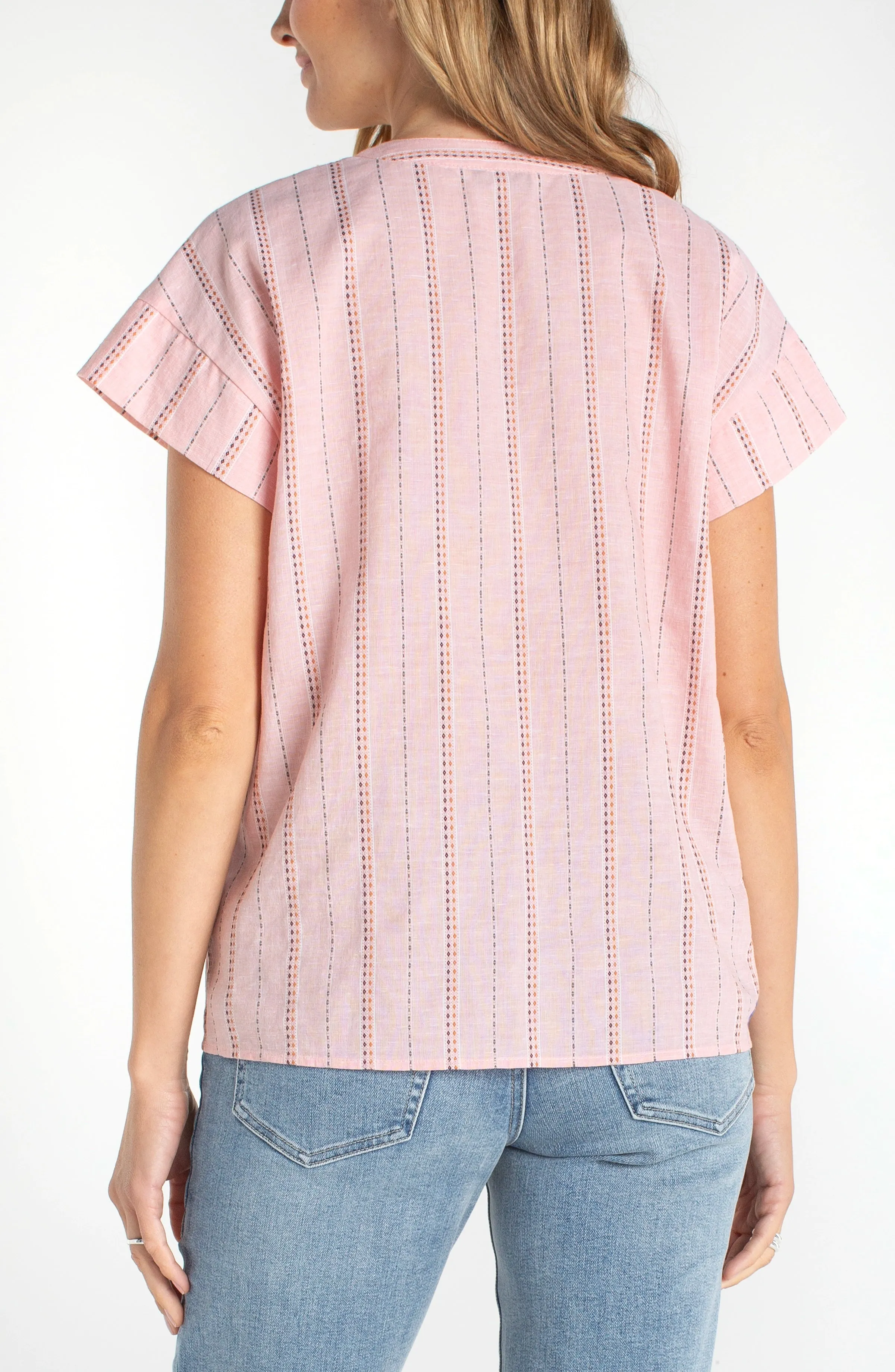 SHORT SLEEVE POPOVER WOVEN TOP sold by Liverpool Jeans Company product image thumbnail 2