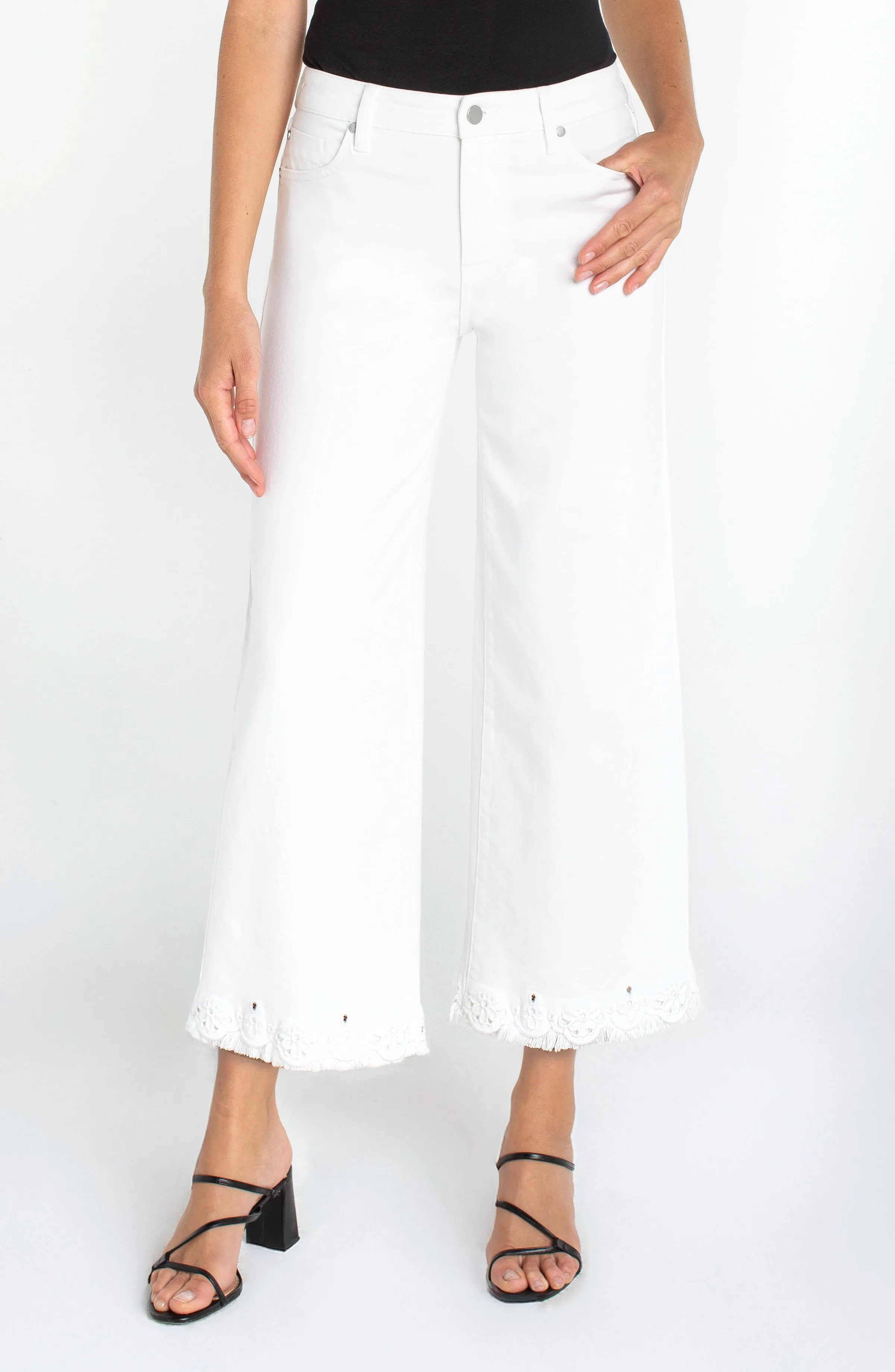 STRIDE WIDE LEG CROP WITH EMBROIDERED HEM sold by Liverpool Jeans Company product image thumbnail 2