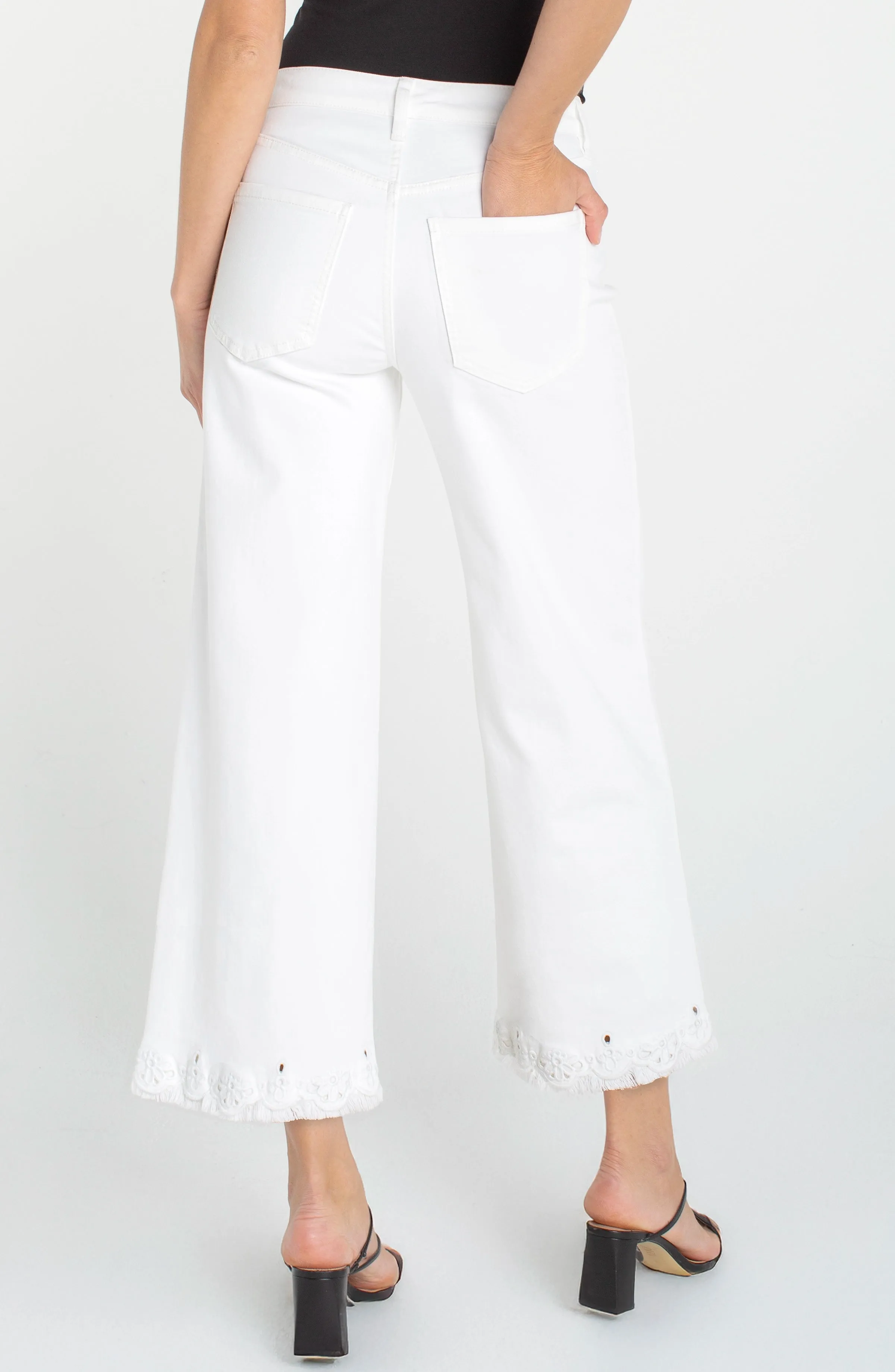 STRIDE WIDE LEG CROP WITH EMBROIDERED HEM sold by Liverpool Jeans Company product image thumbnail 3
