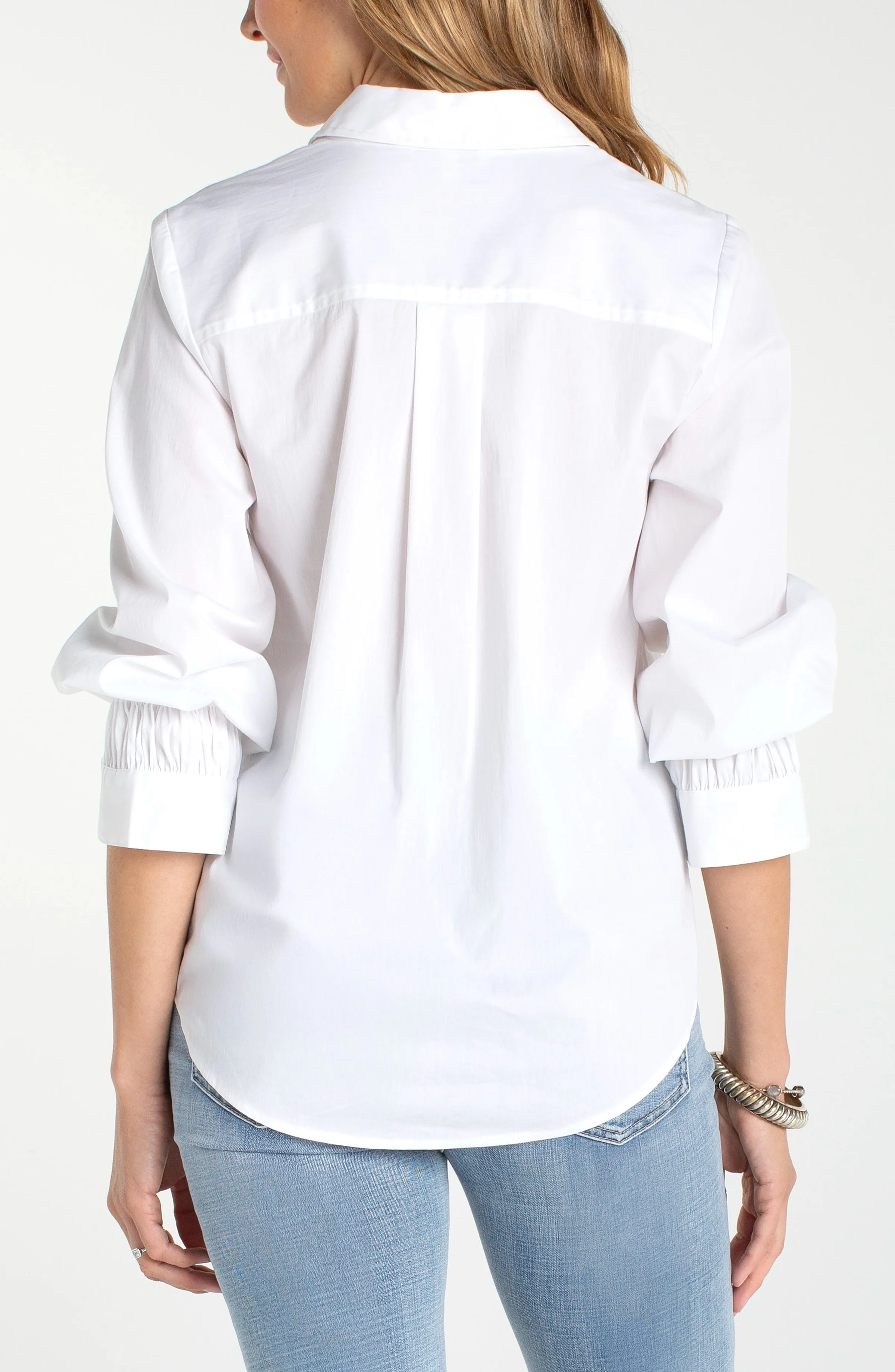 PETITE ADJUSTABLE SLEEVE BUTTON FRONT WOVEN TOP sold by Liverpool Jeans Company product image thumbnail 2