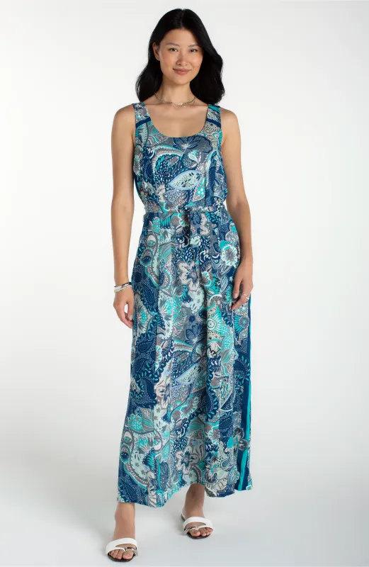 SLEEVELESS WOVEN MAXI DRESS WITH SELF BELT made by Liverpool Jeans Company