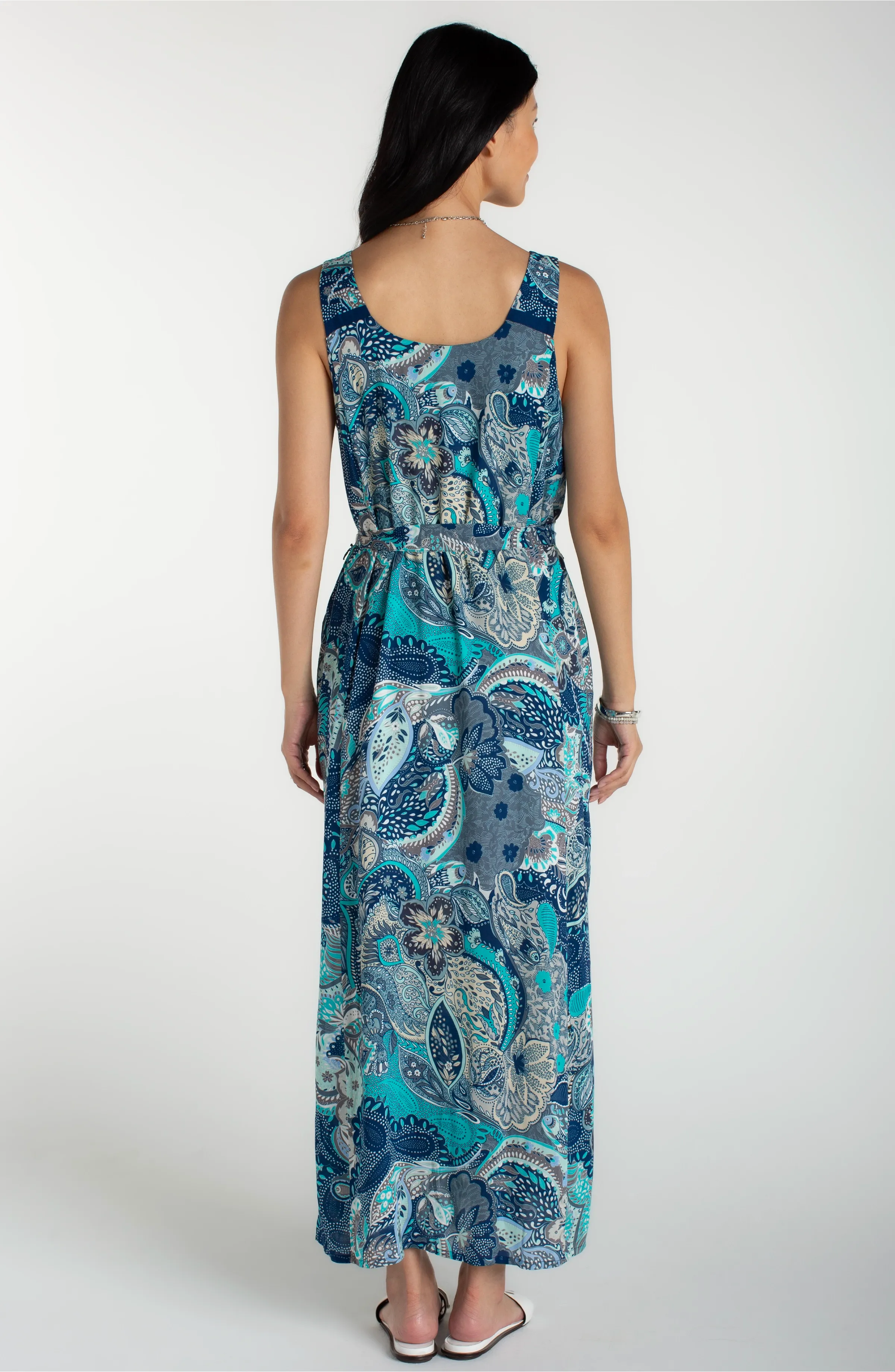 SLEEVELESS WOVEN MAXI DRESS WITH SELF BELT sold by Liverpool Jeans Company product image thumbnail 2