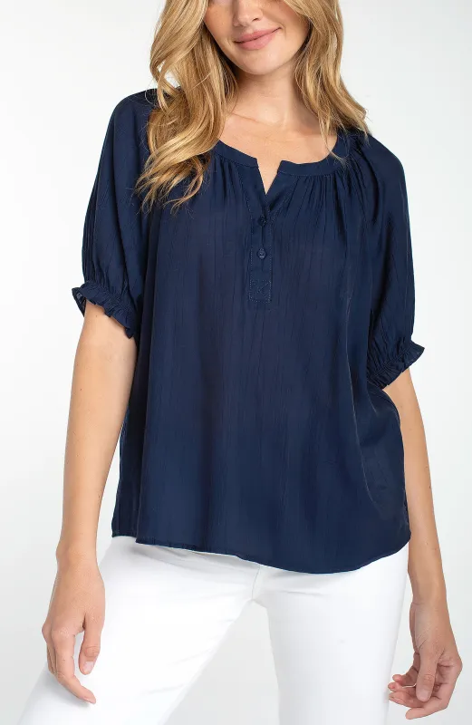 SHORT SLEEVE HALF PLACKET BLOUSE sold by Liverpool Jeans Company
