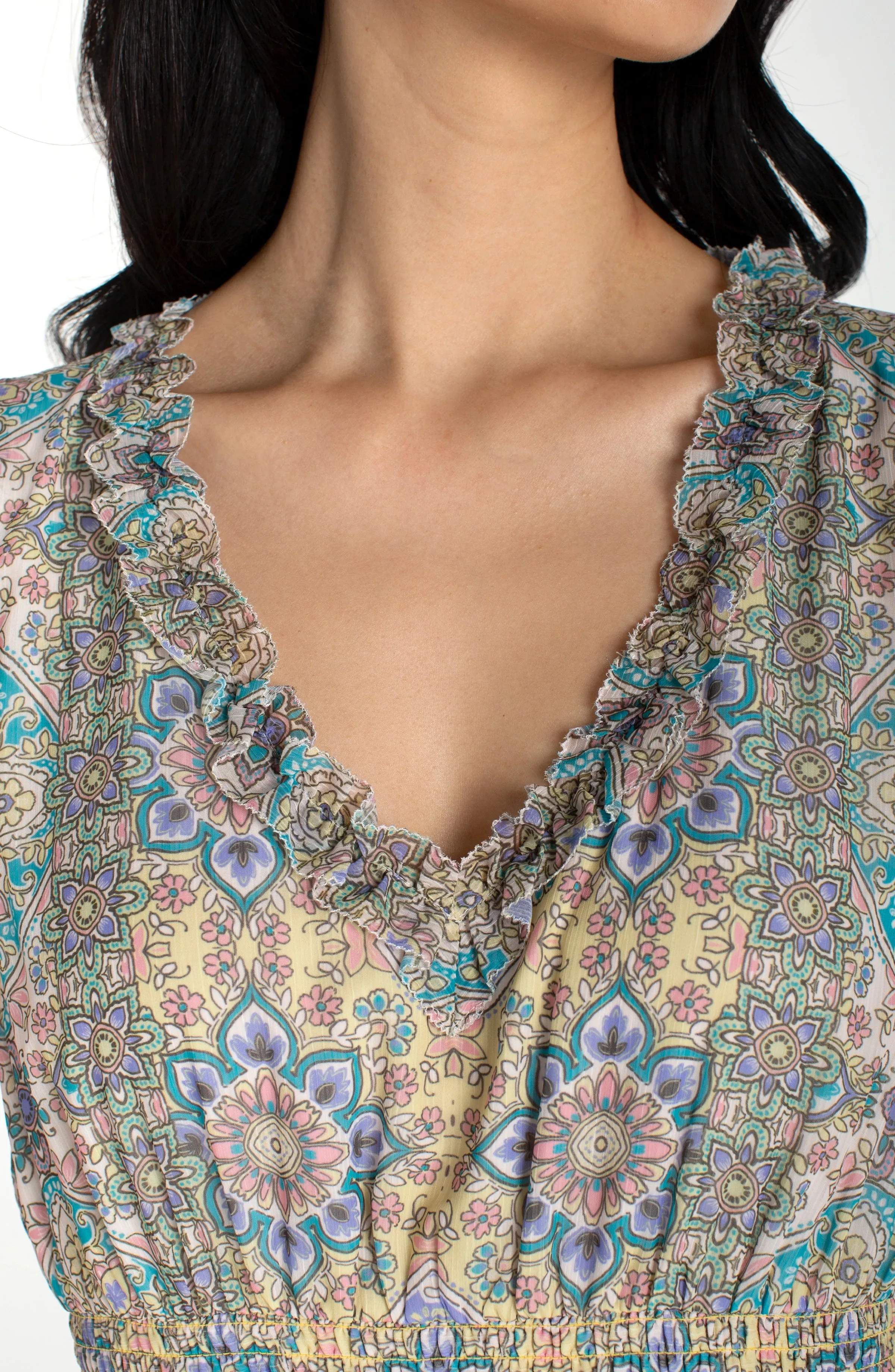 SLEEVELESS SMOCKED WAIST MAXI DRESS sold by Liverpool Jeans Company product image thumbnail 3