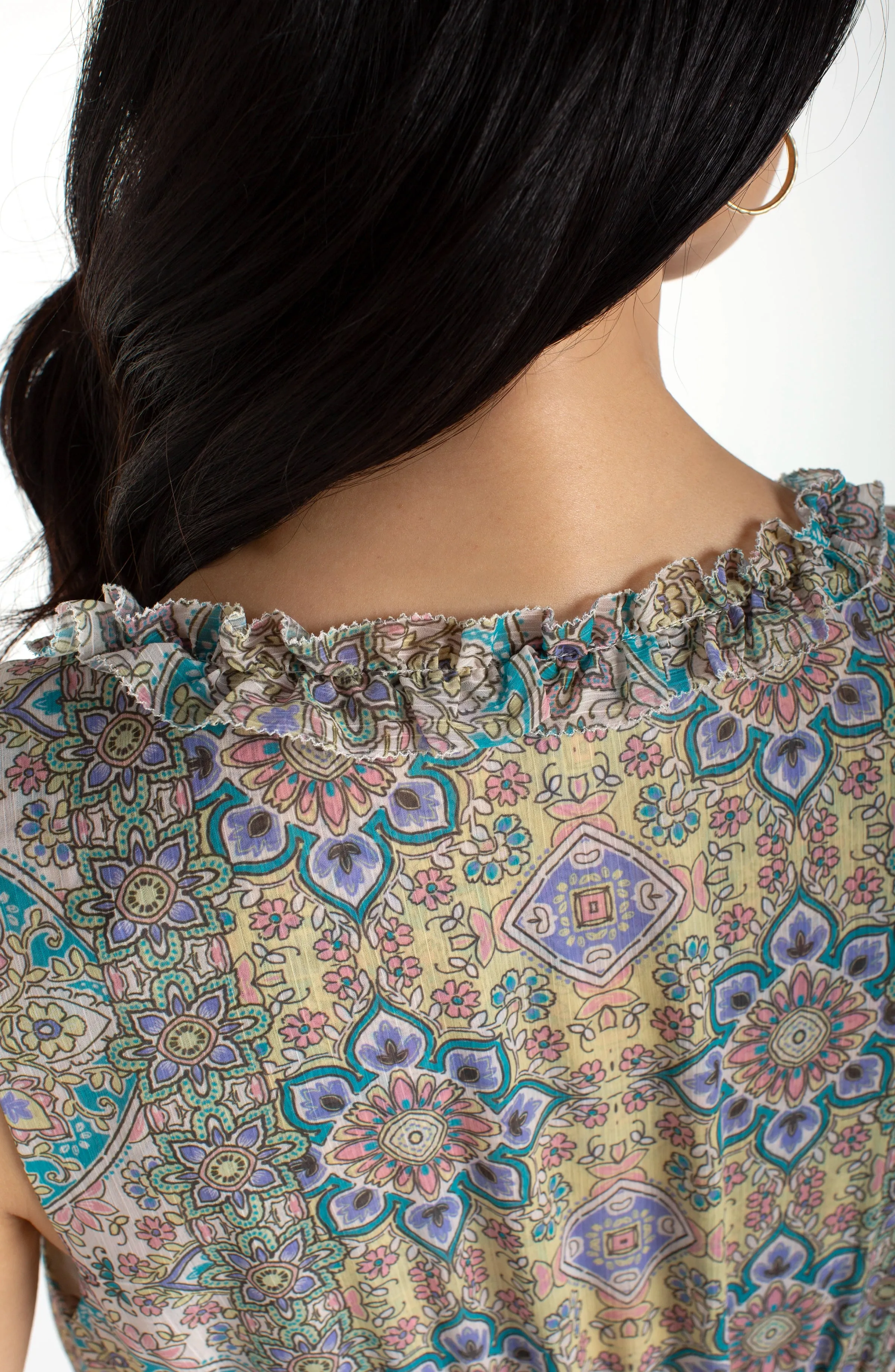 SLEEVELESS SMOCKED WAIST MAXI DRESS sold by Liverpool Jeans Company product image thumbnail 4