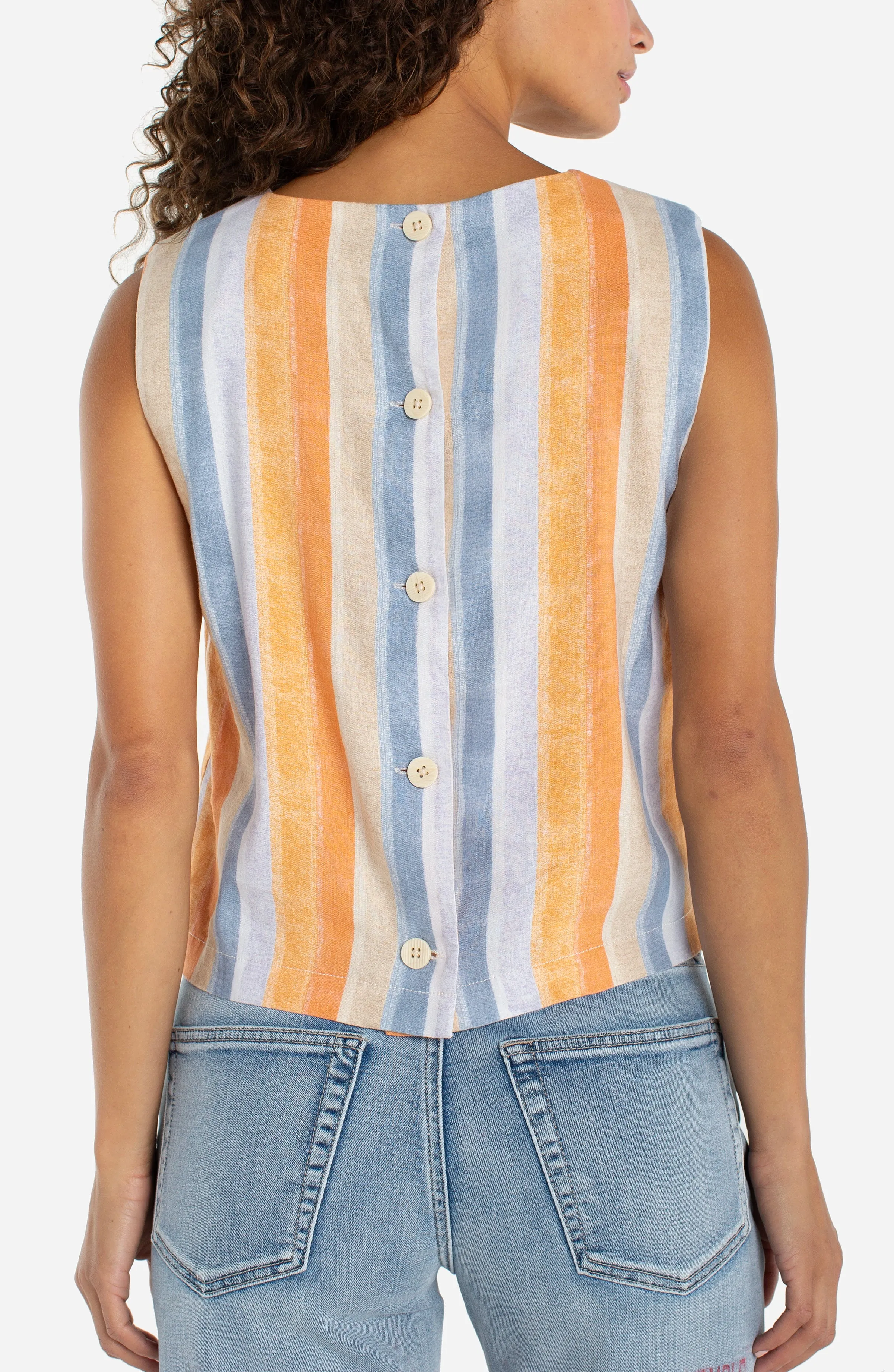 SLEEVELESS SHELL TOP W/ BUTTON BACK sold by Liverpool Jeans Company product image thumbnail 2