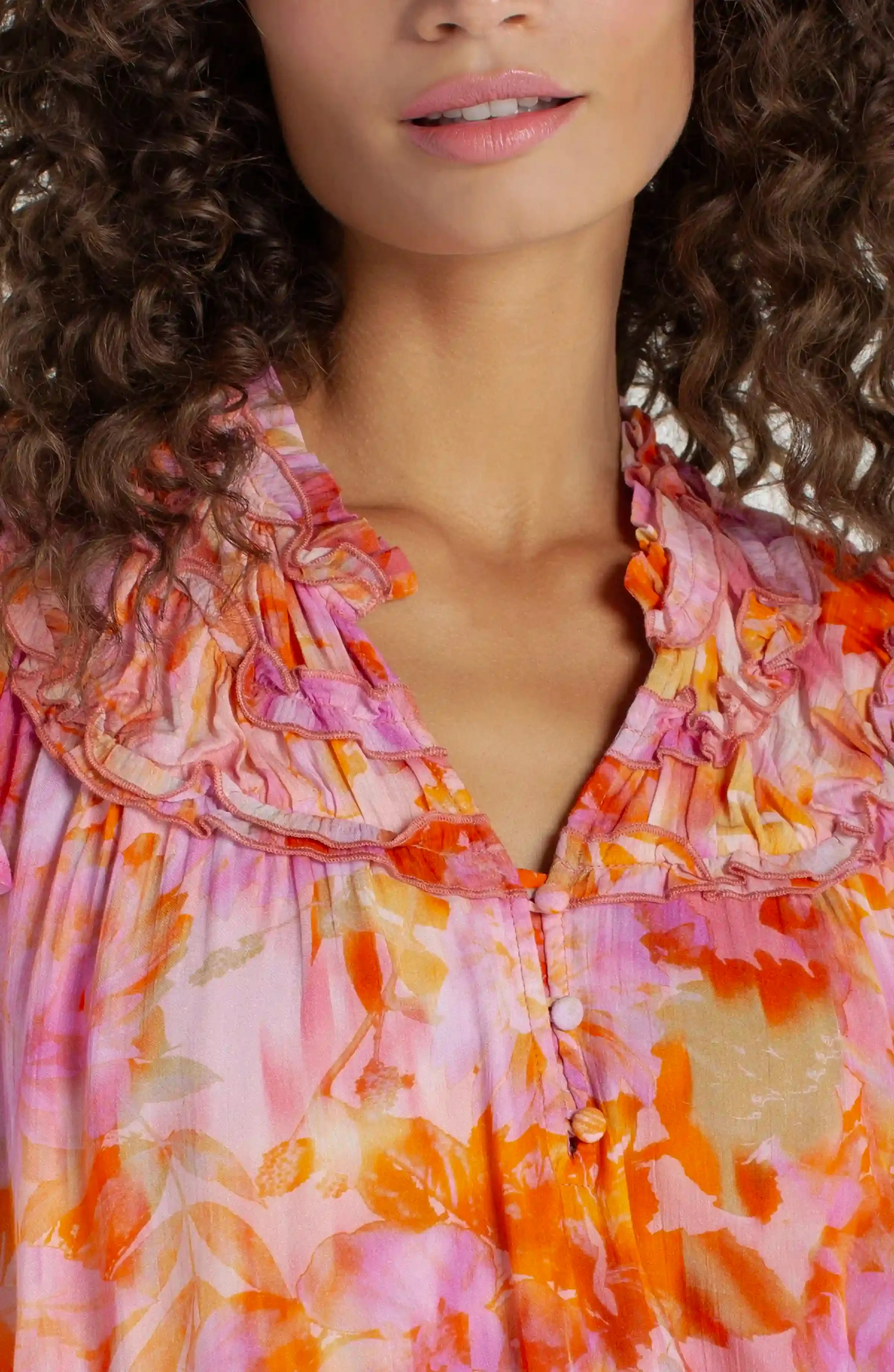 FLUTTER SLEEVE WOVEN BLOUSE W/ RUFFLES sold by Liverpool Jeans Company product image thumbnail 4