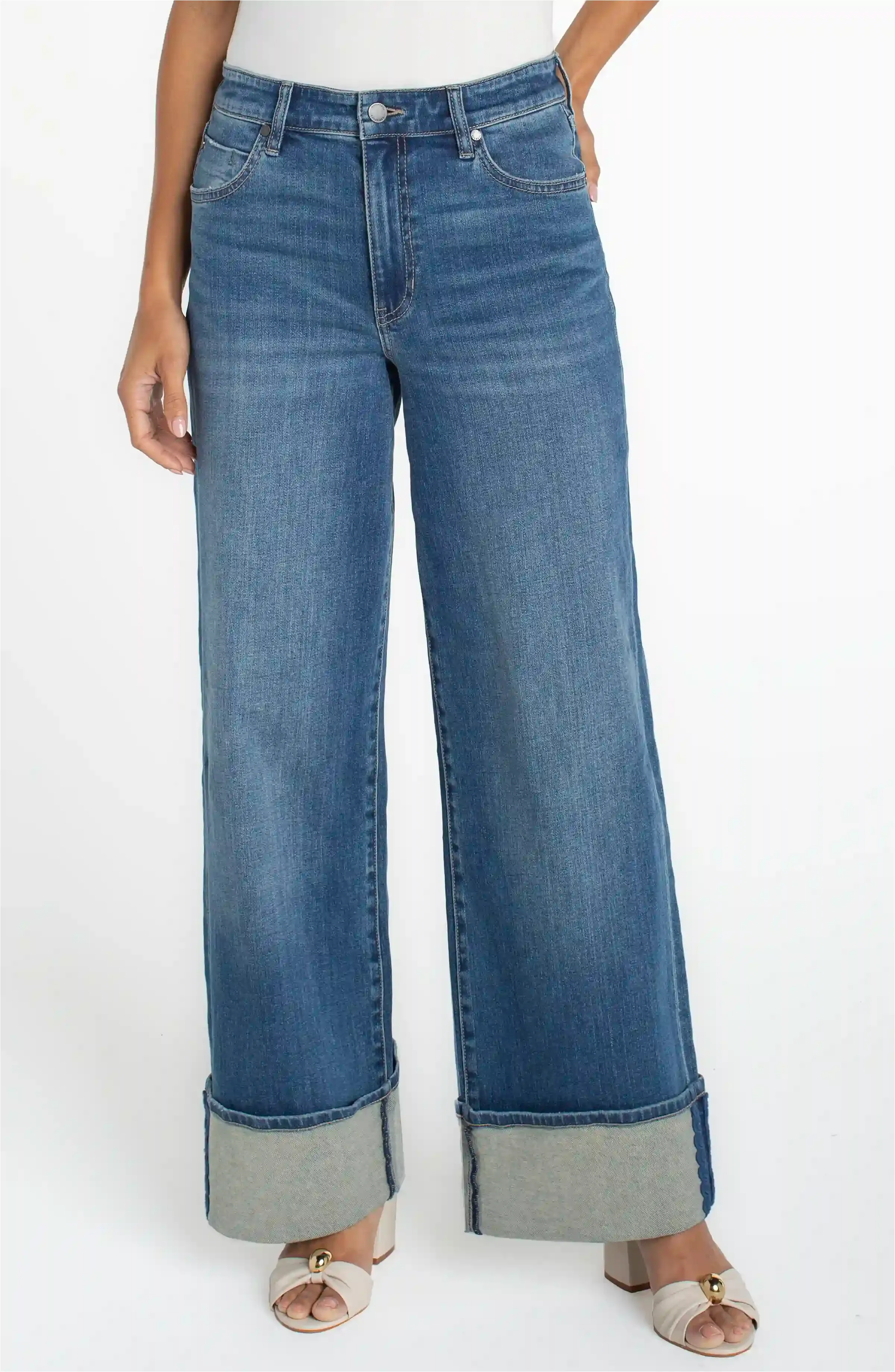 MORGAN CUFFED CROP WIDE LEG W/TRIM sold by Liverpool Jeans Company