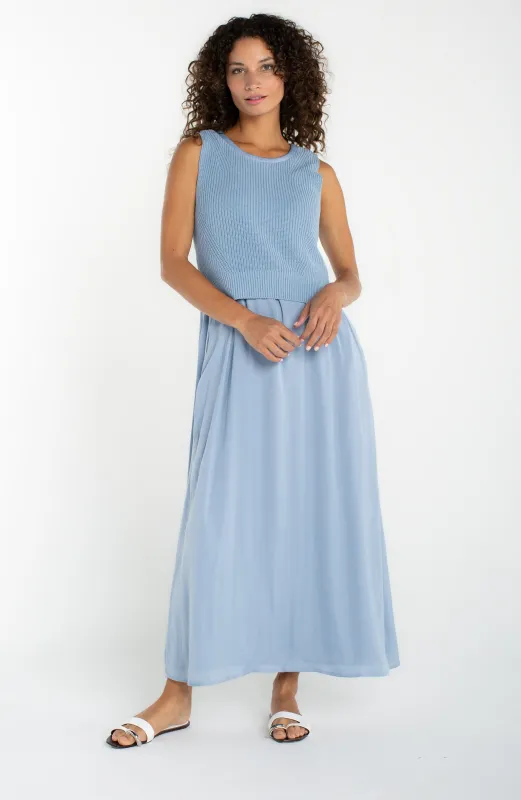 SLEEVELESS TIE BACK SWEATER WOVEN DRESS made by Liverpool Jeans Company