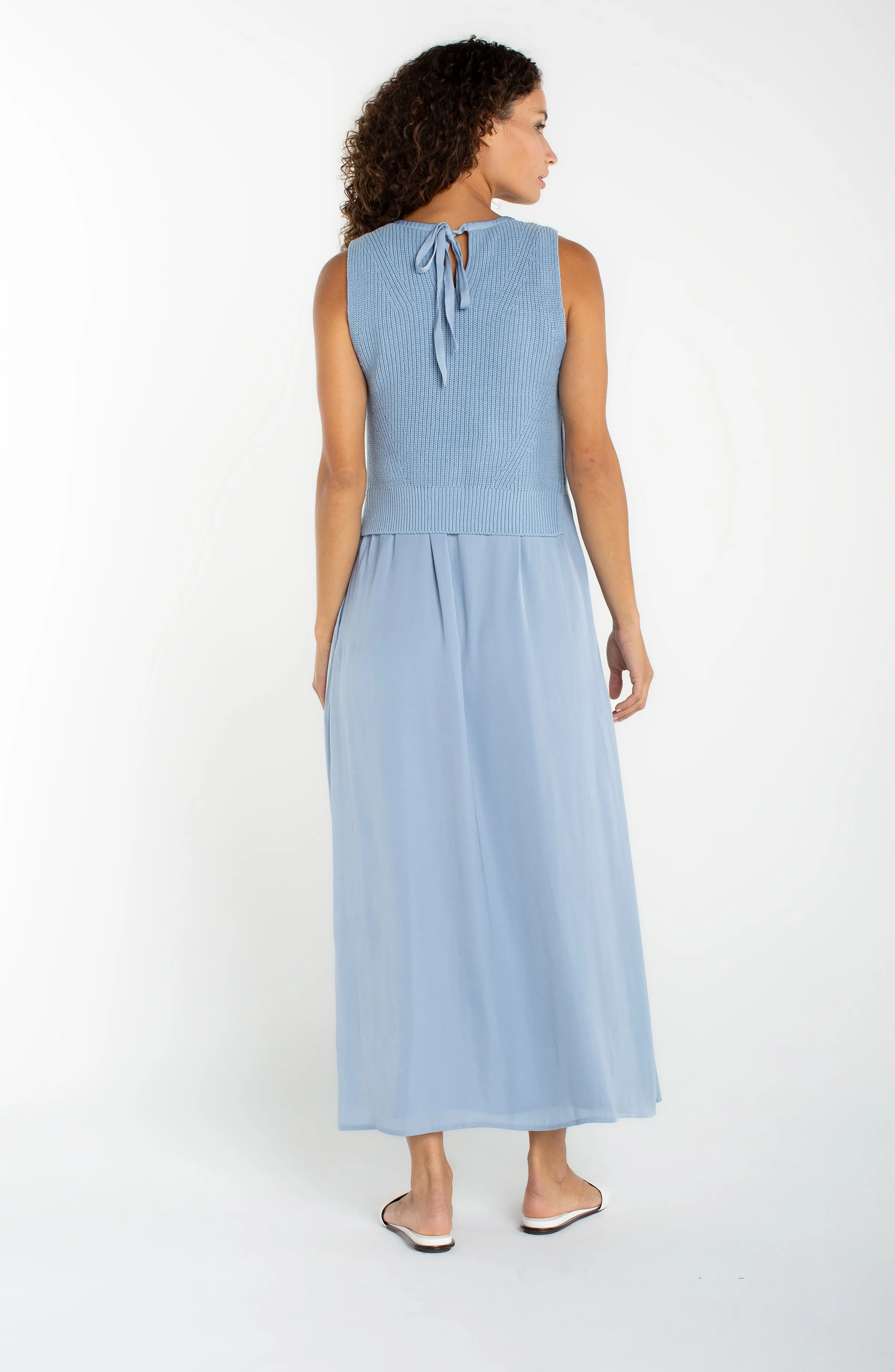 SLEEVELESS TIE BACK SWEATER WOVEN DRESS sold by Liverpool Jeans Company product image thumbnail 3