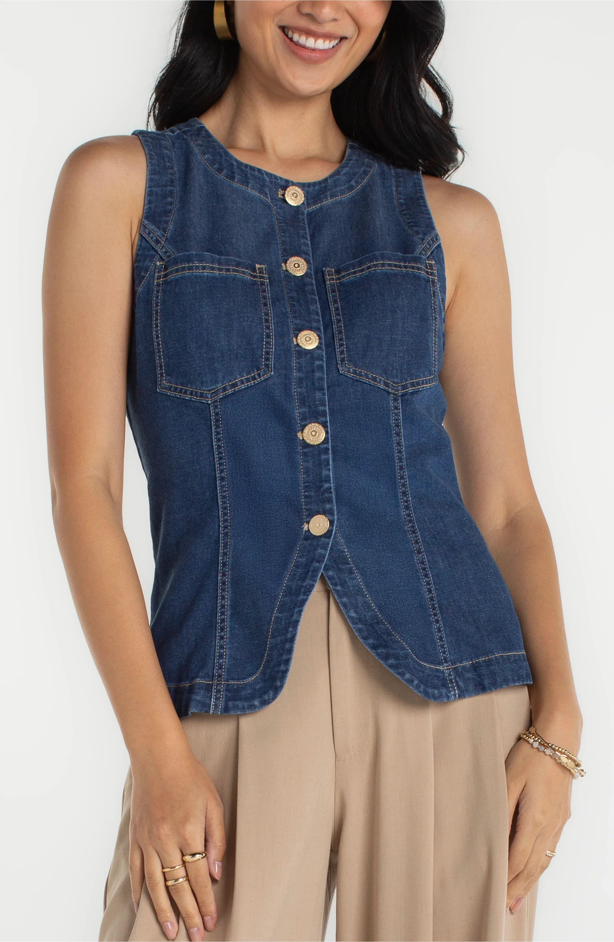 CREW NECK SPLIT FRONT VEST sold by Liverpool Jeans Company