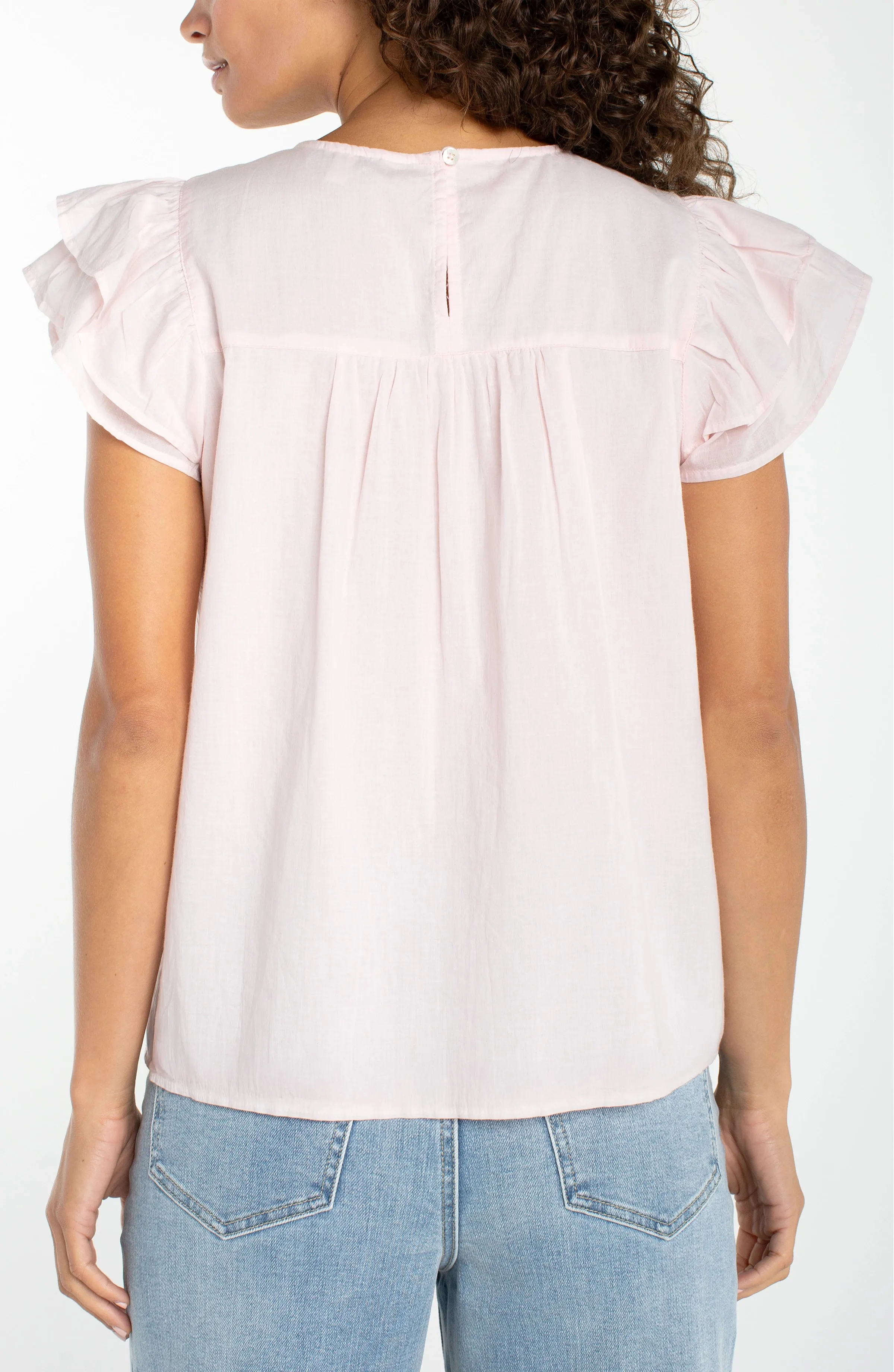 DOUBLE FLUTTER SLEEVE WOVEN BLOUSE sold by Liverpool Jeans Company product image thumbnail 3