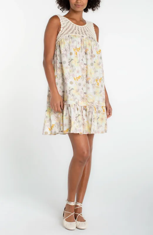 SLEEVELESS WOVEN DRESS WITH CROCHET made by Liverpool Jeans Company