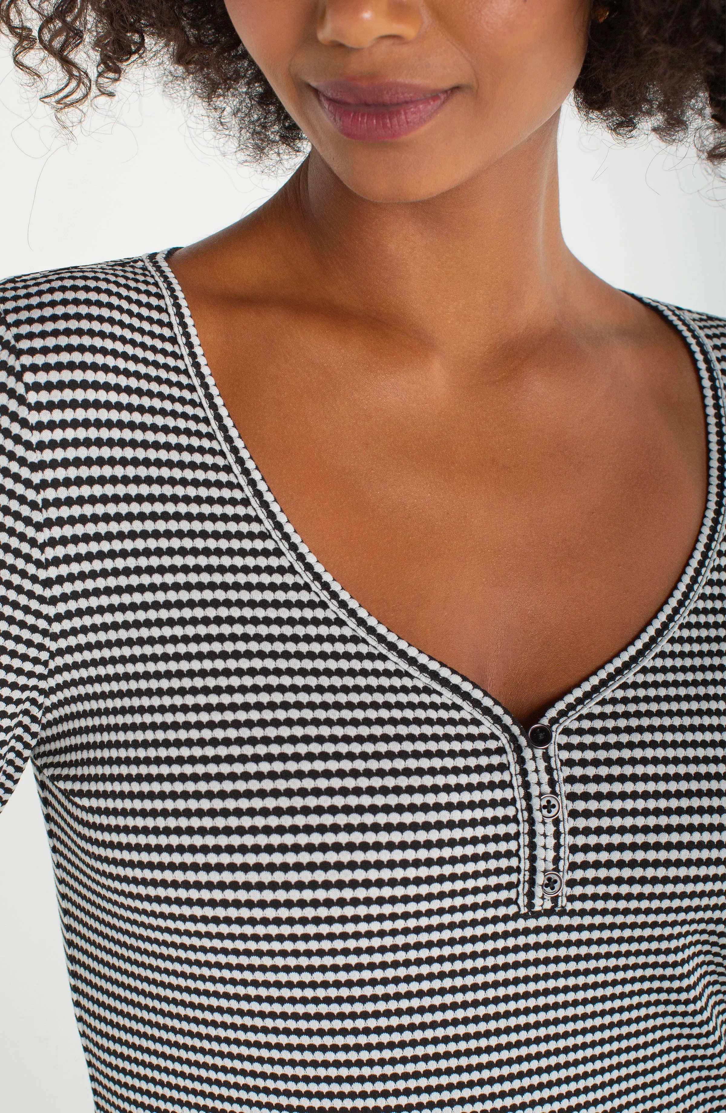HENLEY KNIT TOP WITH BUTTON SLEEVE sold by Liverpool Jeans Company product image thumbnail 2