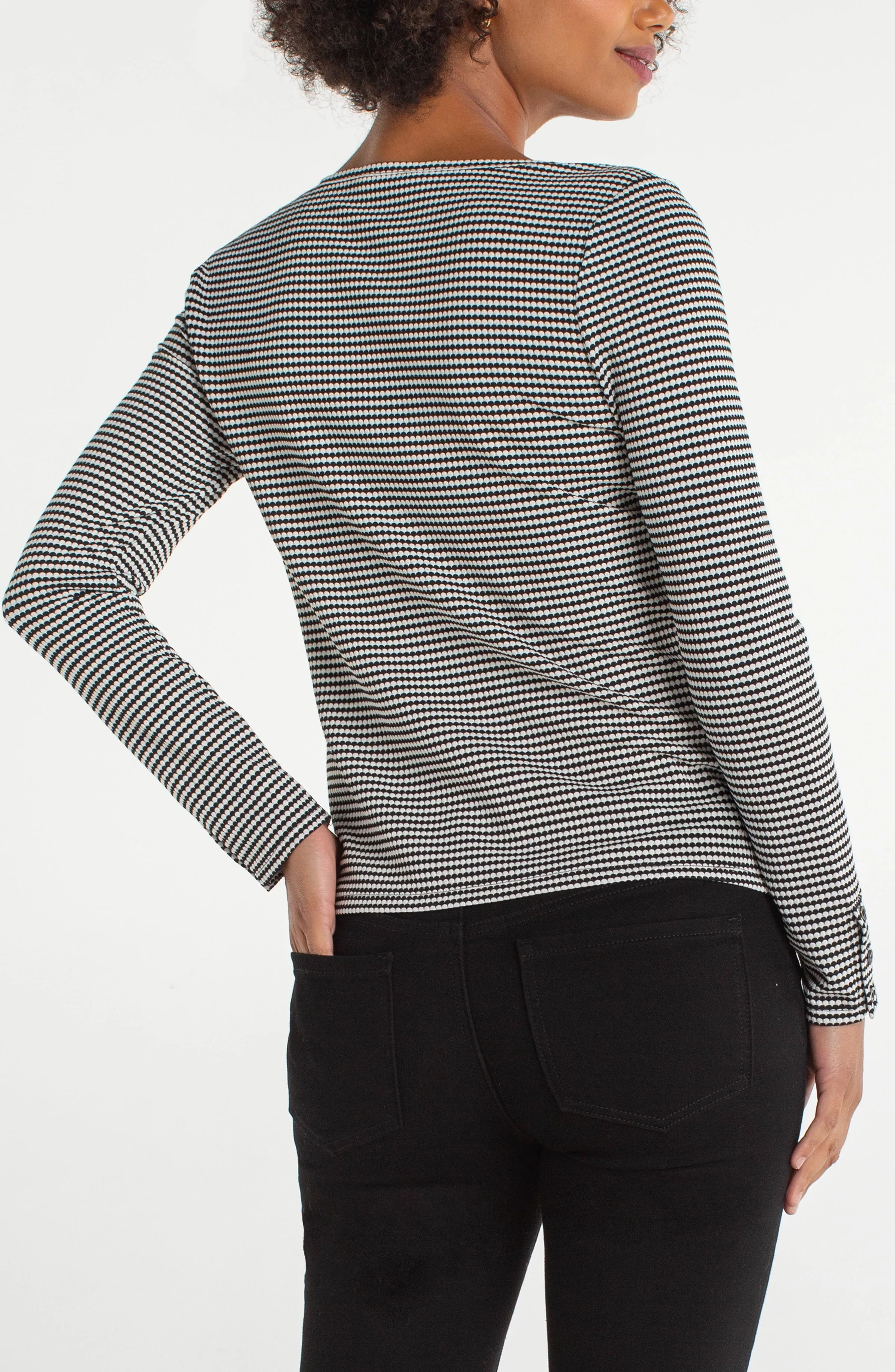 HENLEY KNIT TOP WITH BUTTON SLEEVE sold by Liverpool Jeans Company product image thumbnail 3