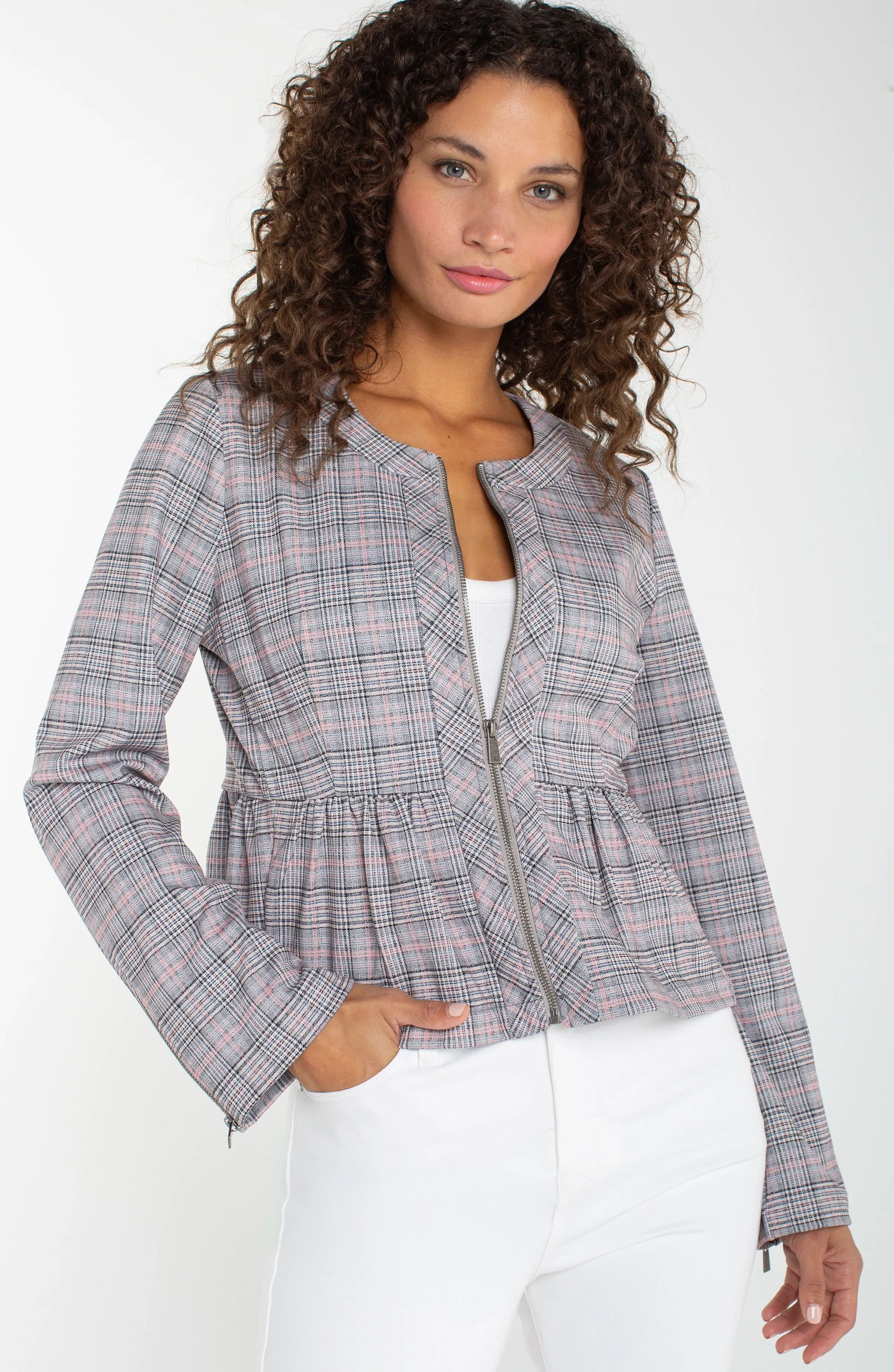 ZIP FRONT PEPLUM JACKET sold by Liverpool Jeans Company