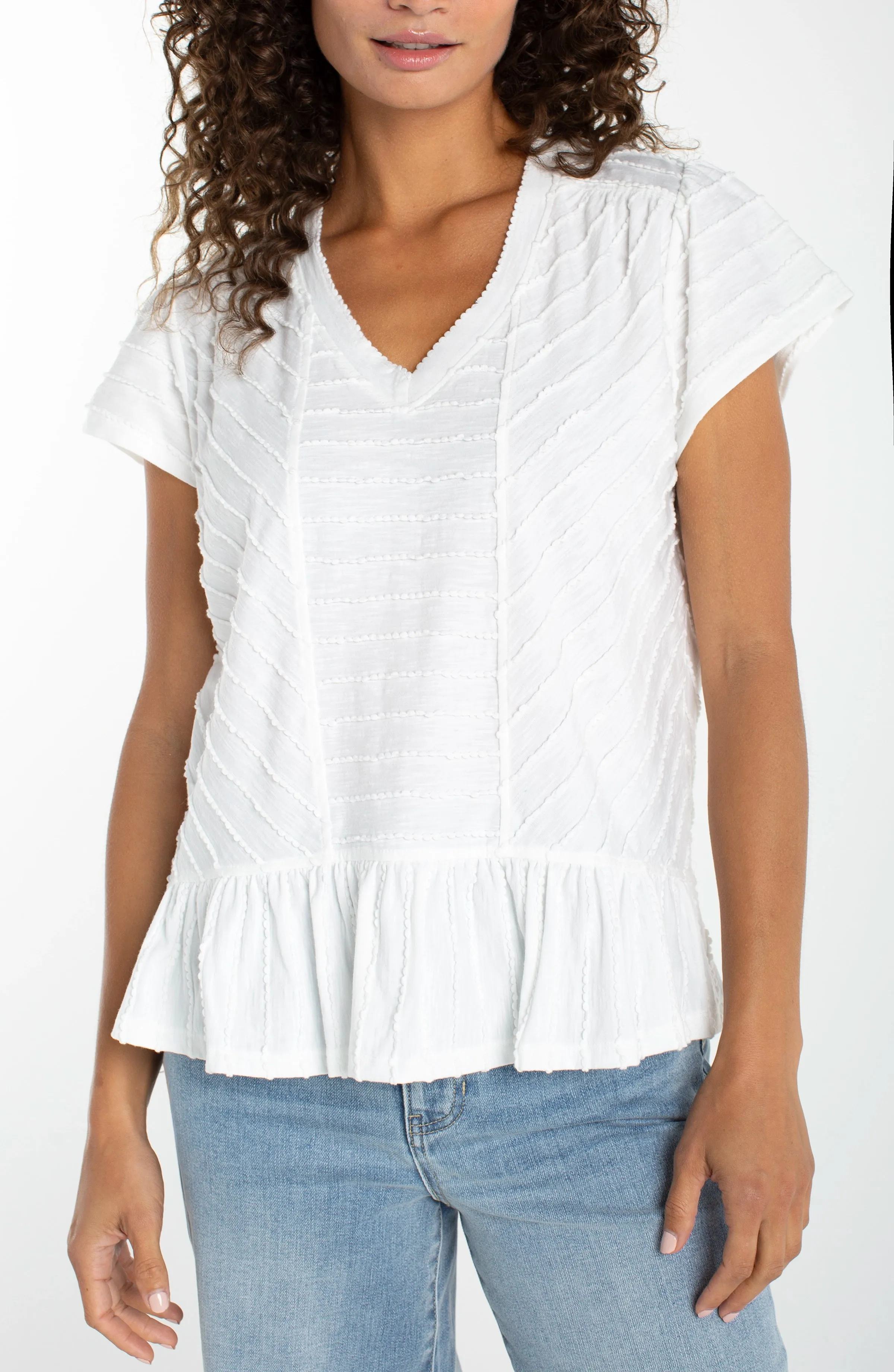 SHORT SLEEVE V-NECK KNIT TOP sold by Liverpool Jeans Company