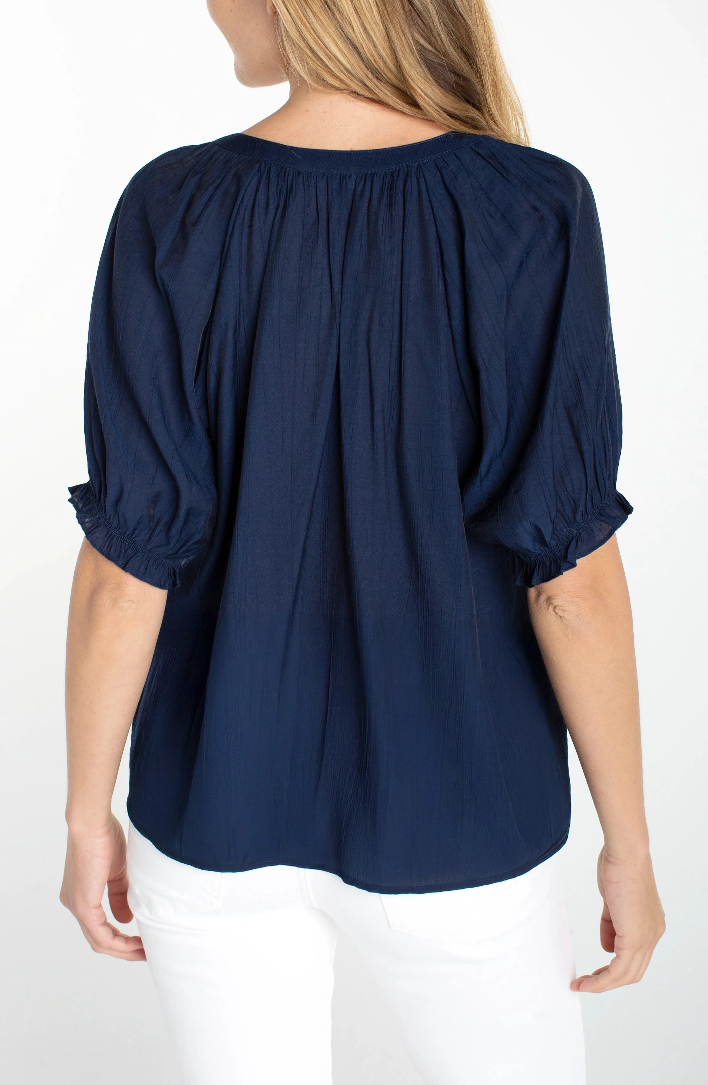 PETITE SHORT SLEEVE HALF PLACKET BLOUSE sold by Liverpool Jeans Company product image thumbnail 2