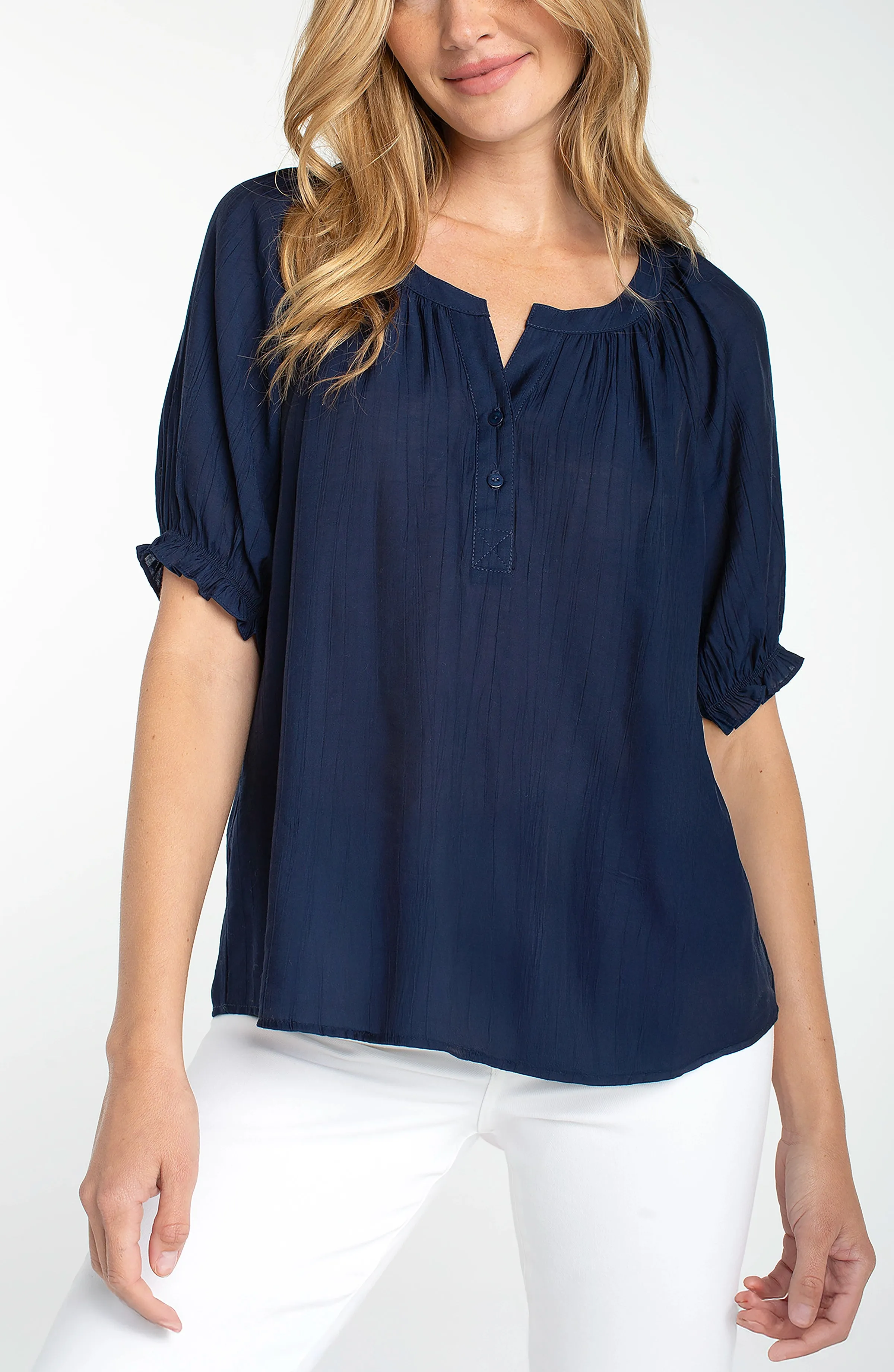 SHORT SLEEVE HALF PLACKET BLOUSE sold by Liverpool Jeans Company product image thumbnail 5