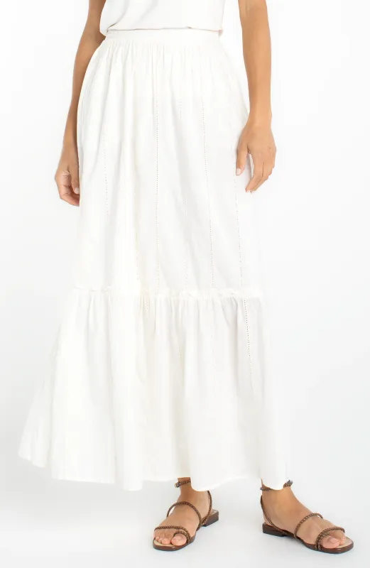 TIERED WOVEN PULL-ON MAXI SKIRT made by Liverpool Jeans Company