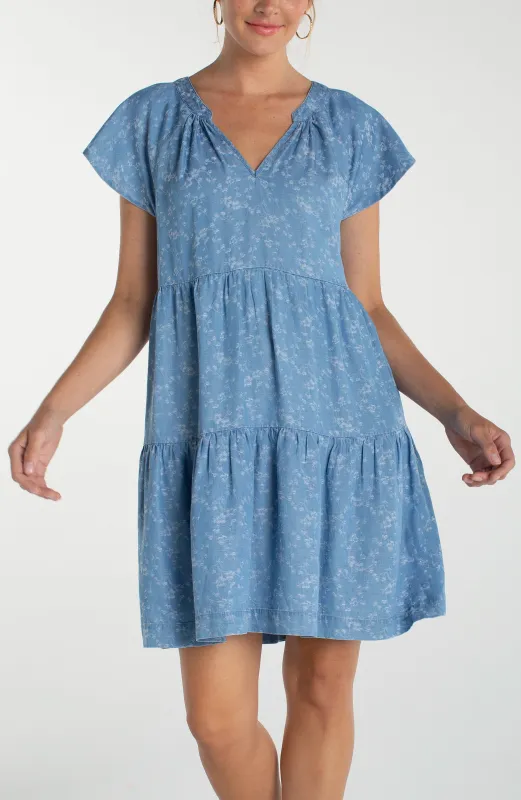 TIERED FLUTTER SLEEVE DRESS made by Liverpool Jeans Company