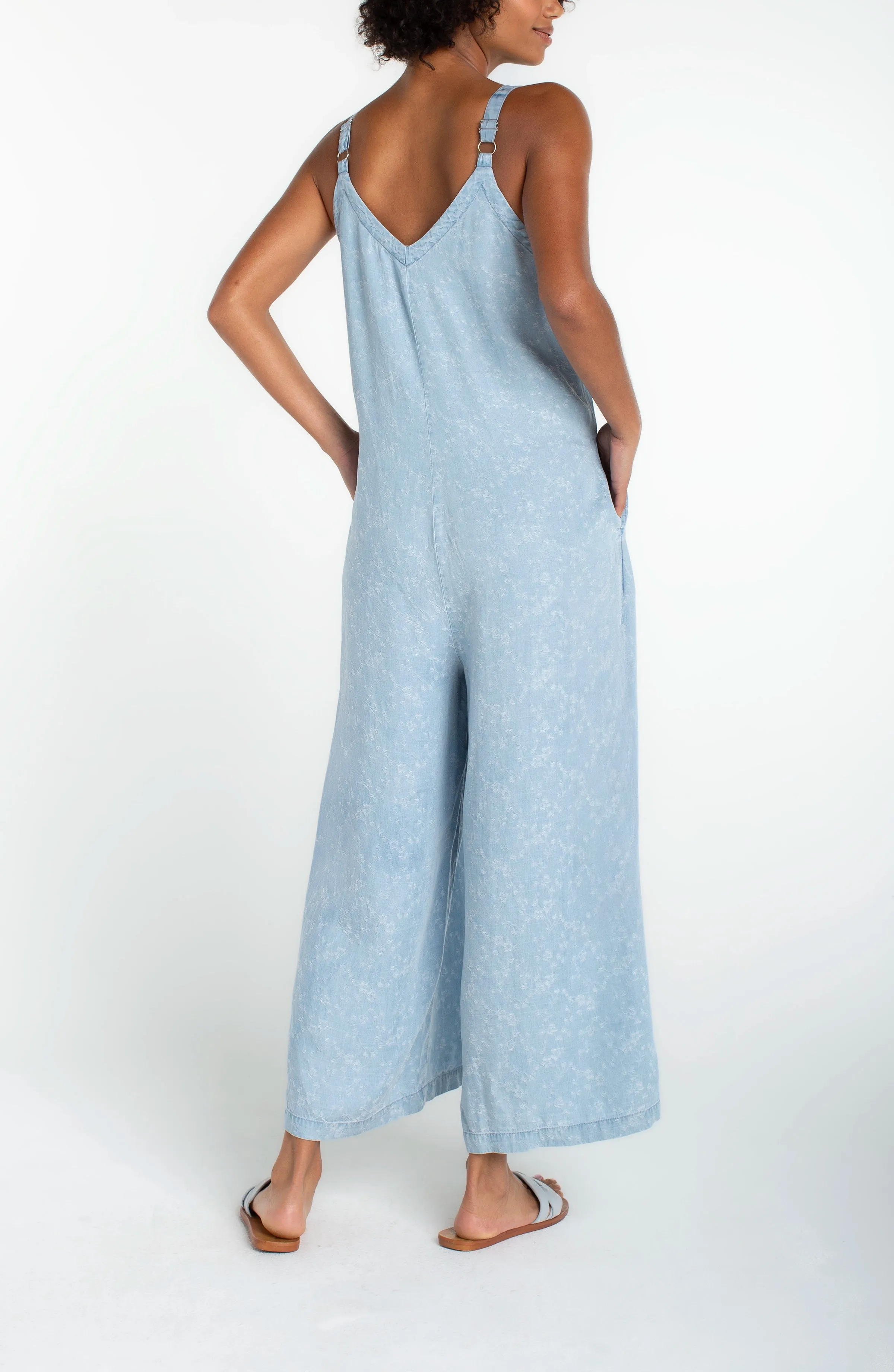 WIDE LEG CROP JUMPSUIT W/ ADJUSTABLE STRAPS sold by Liverpool Jeans Company product image thumbnail 3