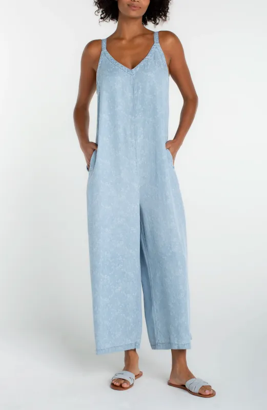 WIDE LEG CROP JUMPSUIT W/ ADJUSTABLE STRAPS made by Liverpool Jeans Company