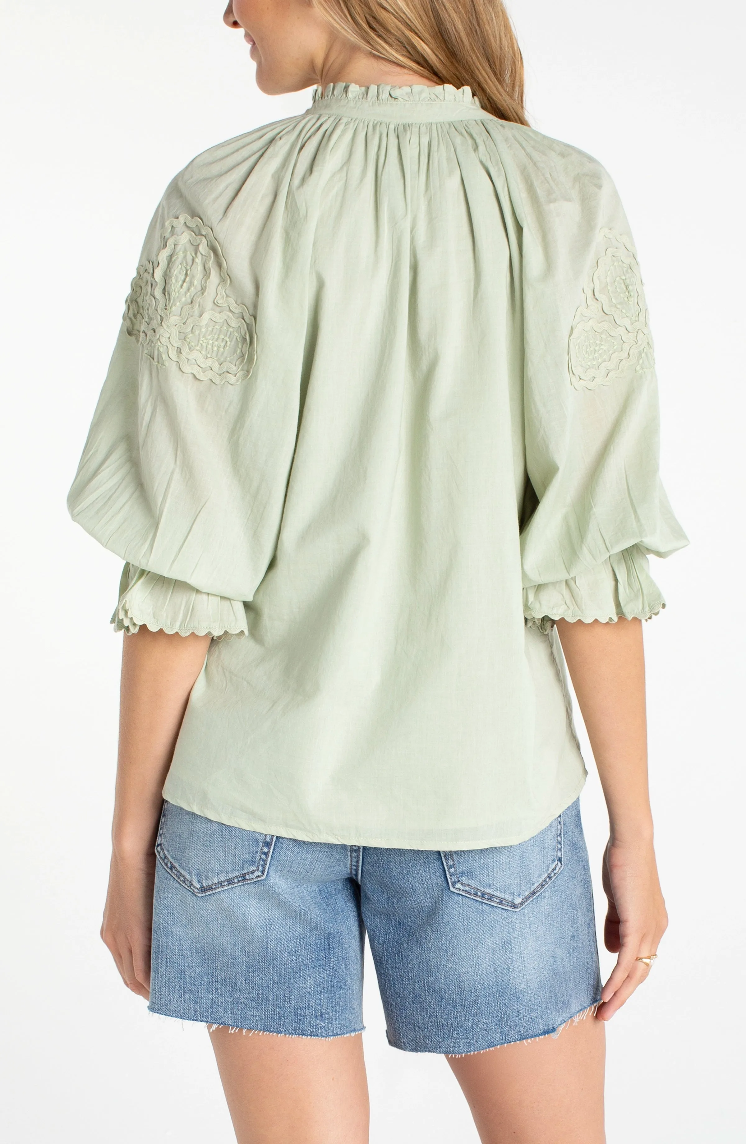 PETITE 3/4 SLEEVE BUTTON FRONT WOVEN TOP sold by Liverpool Jeans Company product image thumbnail 5