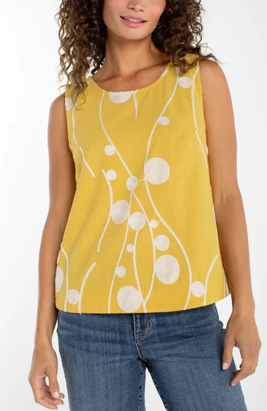 SLEEVELESS BUTTON BACK WOVEN TOP made by Liverpool Jeans Company