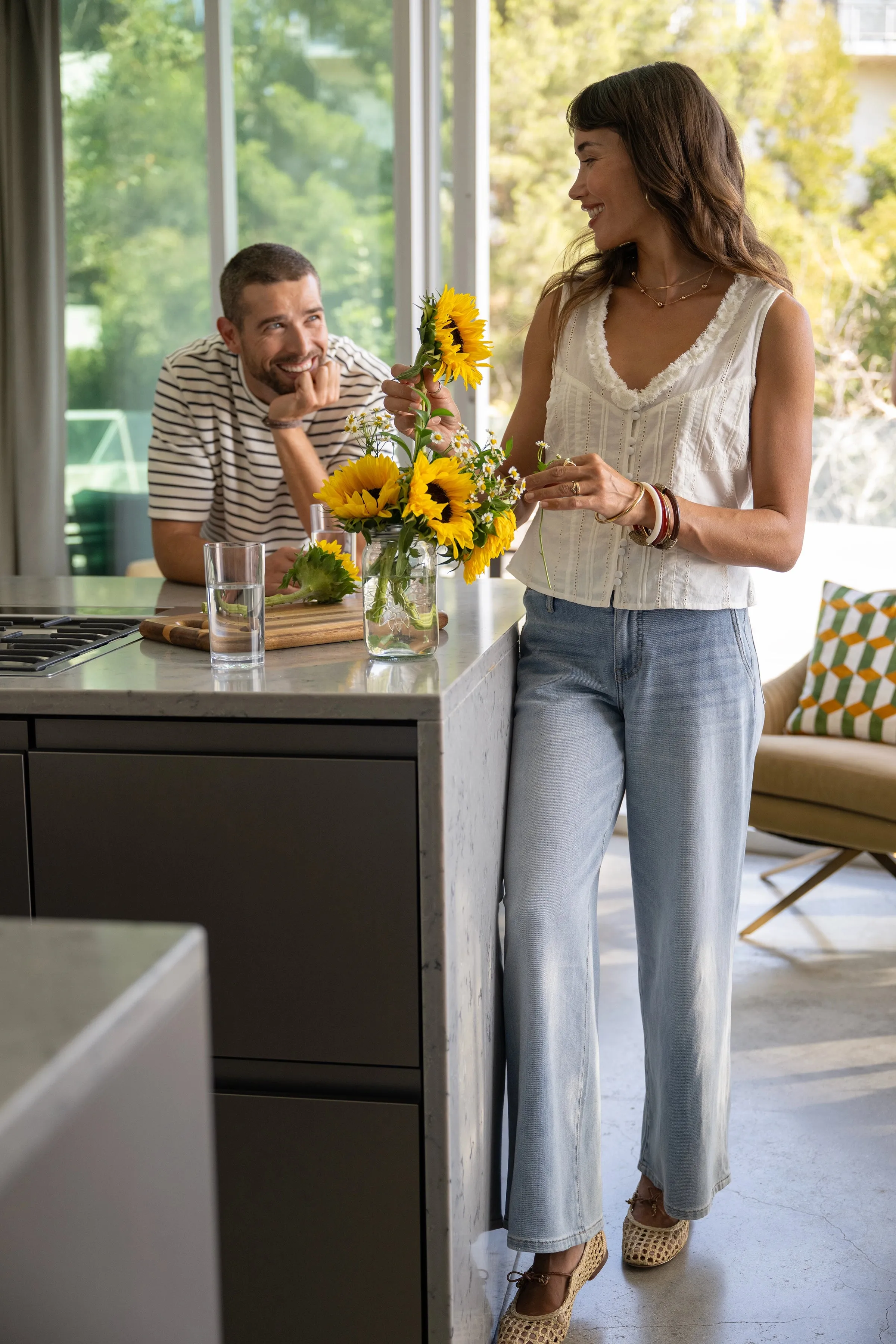 PETITE SLEEVELESS PINTUCKED WOVEN TOP WITH RUFFLES sold by Liverpool Jeans Company product image thumbnail 4
