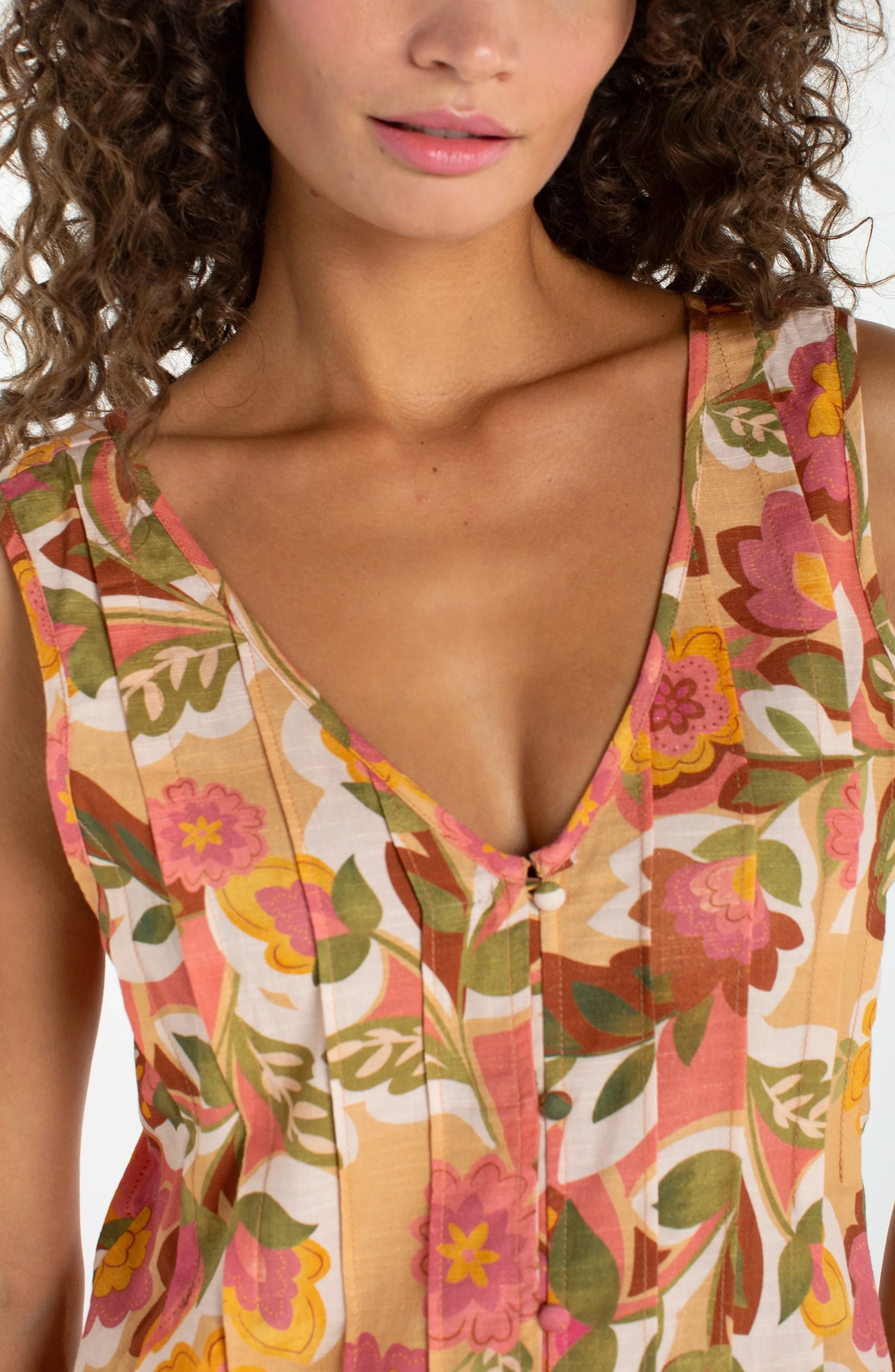 PETITE SLEEVELESS V-NECK WOVEN TOP W/ PINTUCKS sold by Liverpool Jeans Company product image thumbnail 3