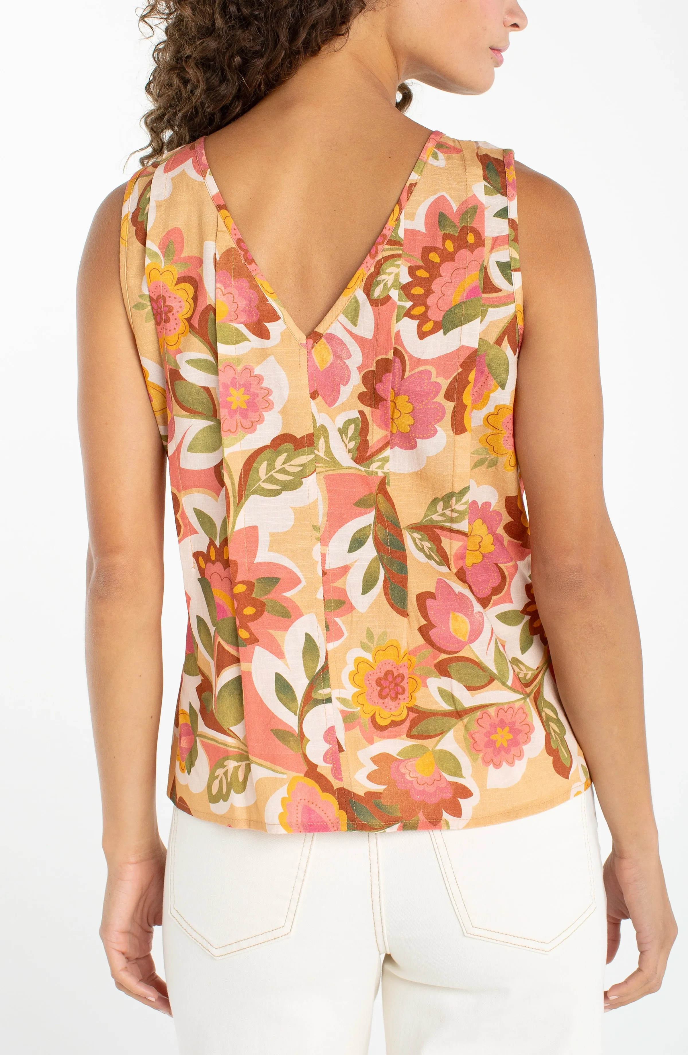 PETITE SLEEVELESS V-NECK WOVEN TOP W/ PINTUCKS sold by Liverpool Jeans Company product image thumbnail 2