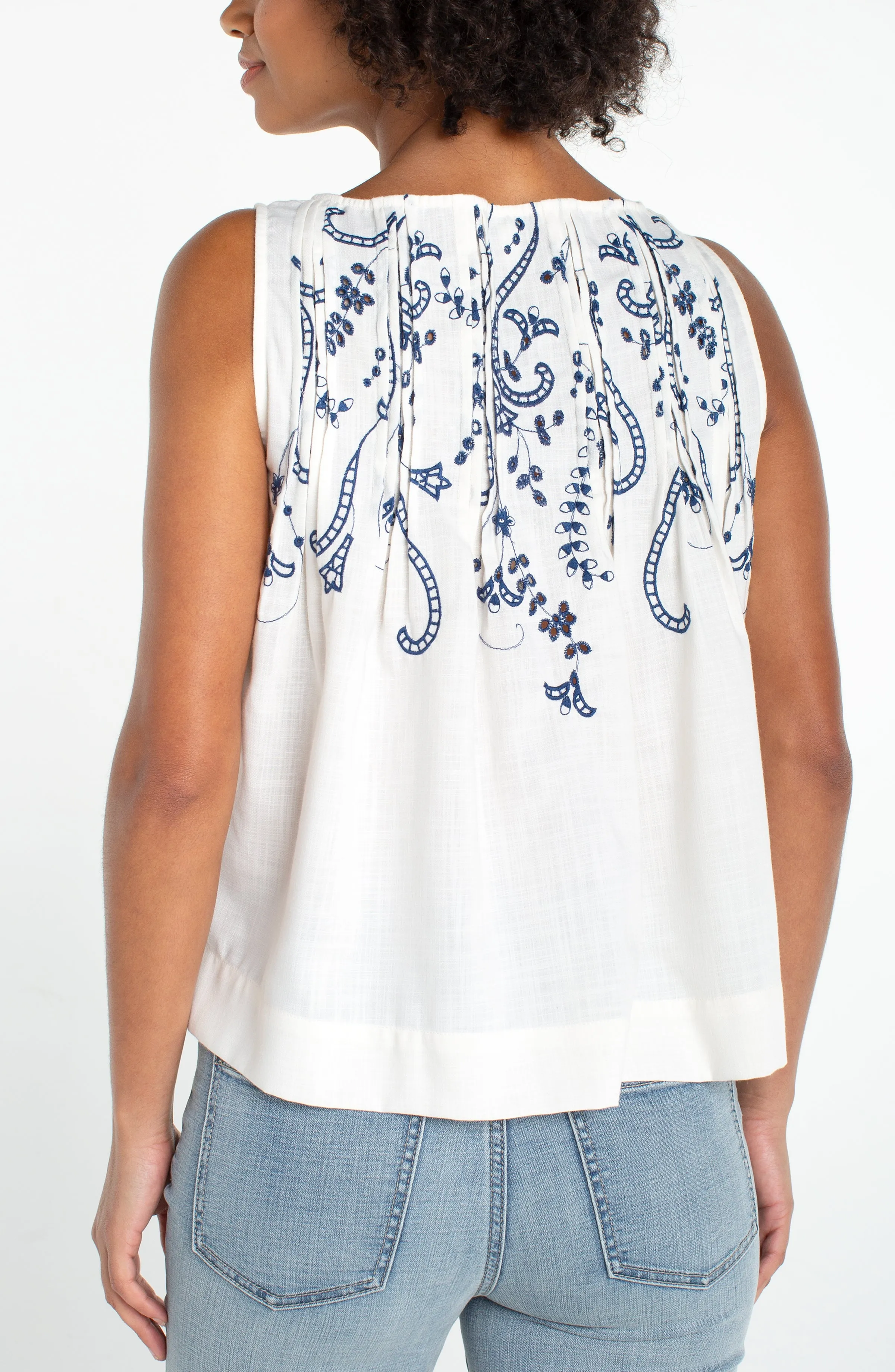 SLEEVELESS BOAT NECK WOVEN TOP sold by Liverpool Jeans Company product image thumbnail 3