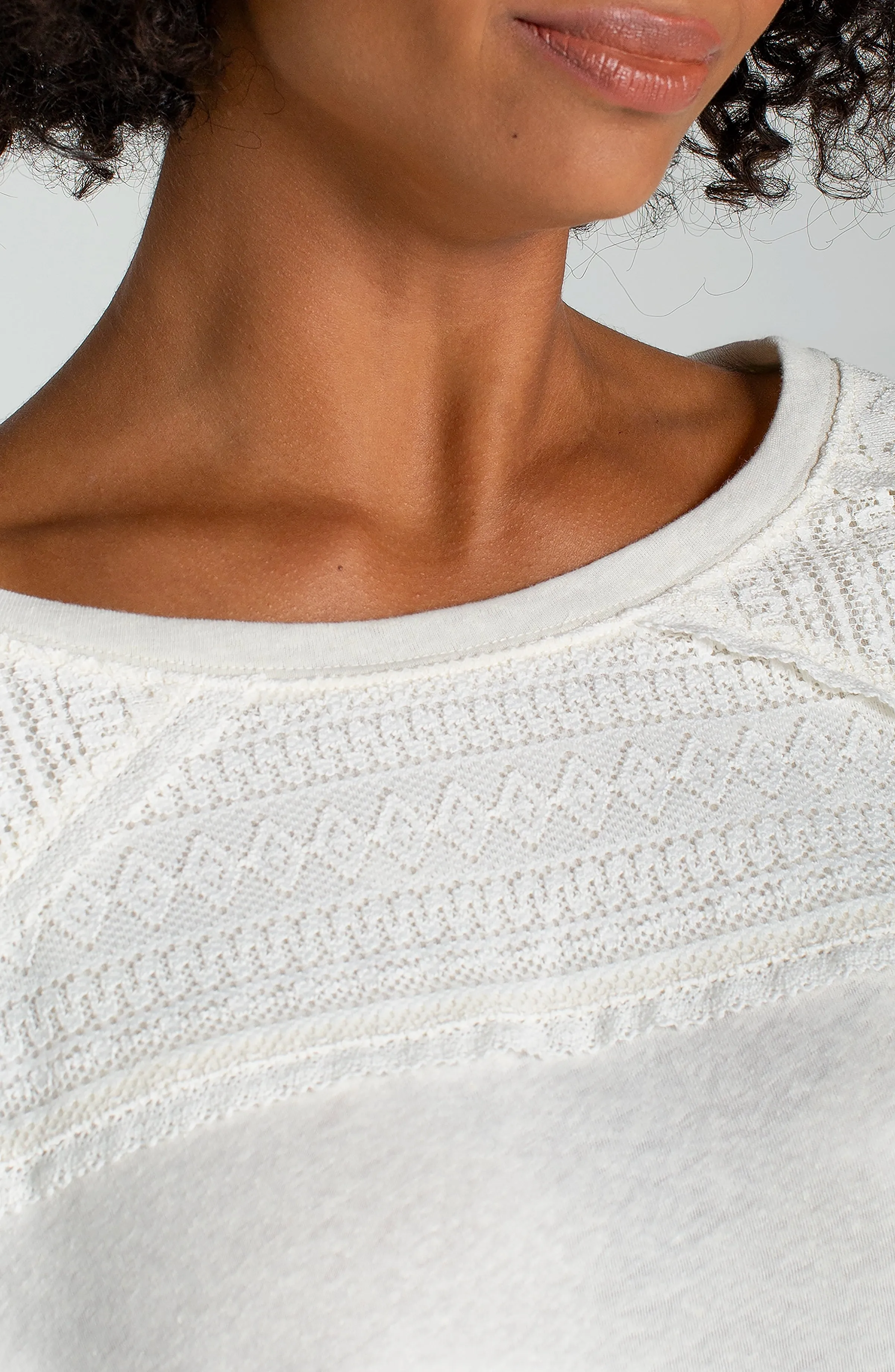 PETITE DOLMAN BOAT NECK KNIT TOP W/ LACE sold by Liverpool Jeans Company product image thumbnail 3