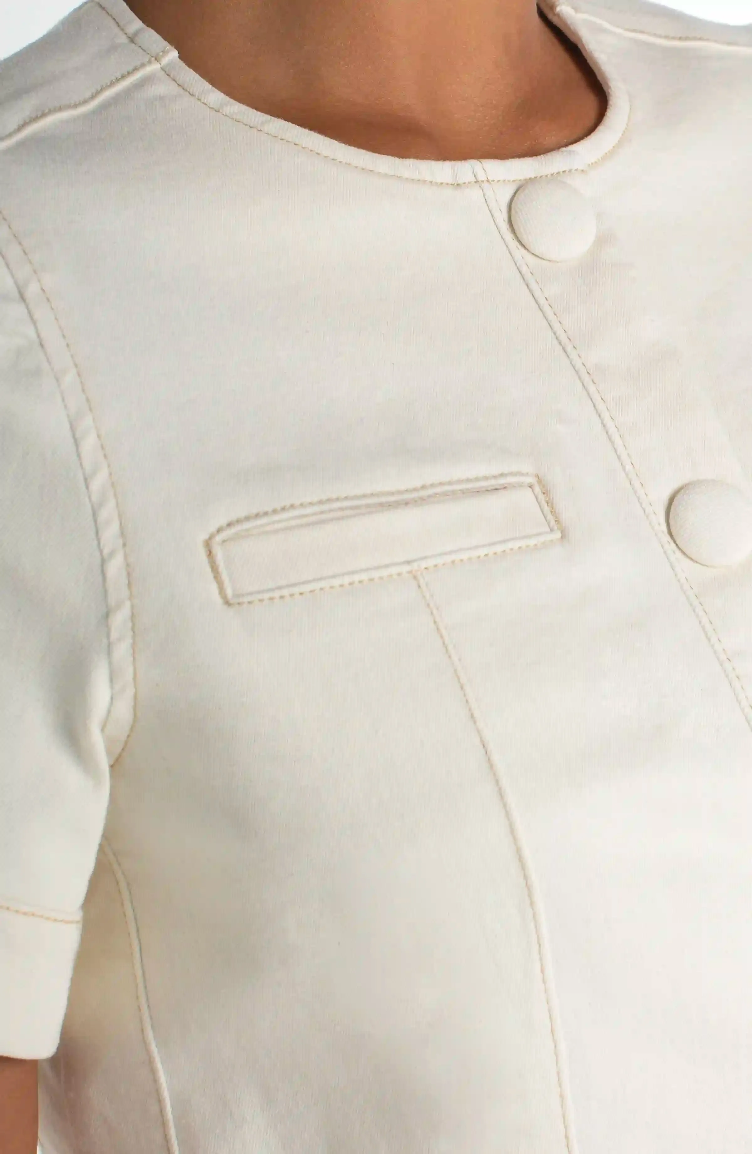PETITE COLLARLESS SHORT SLEEVE CROPPED JACKET sold by Liverpool Jeans Company product image thumbnail 4