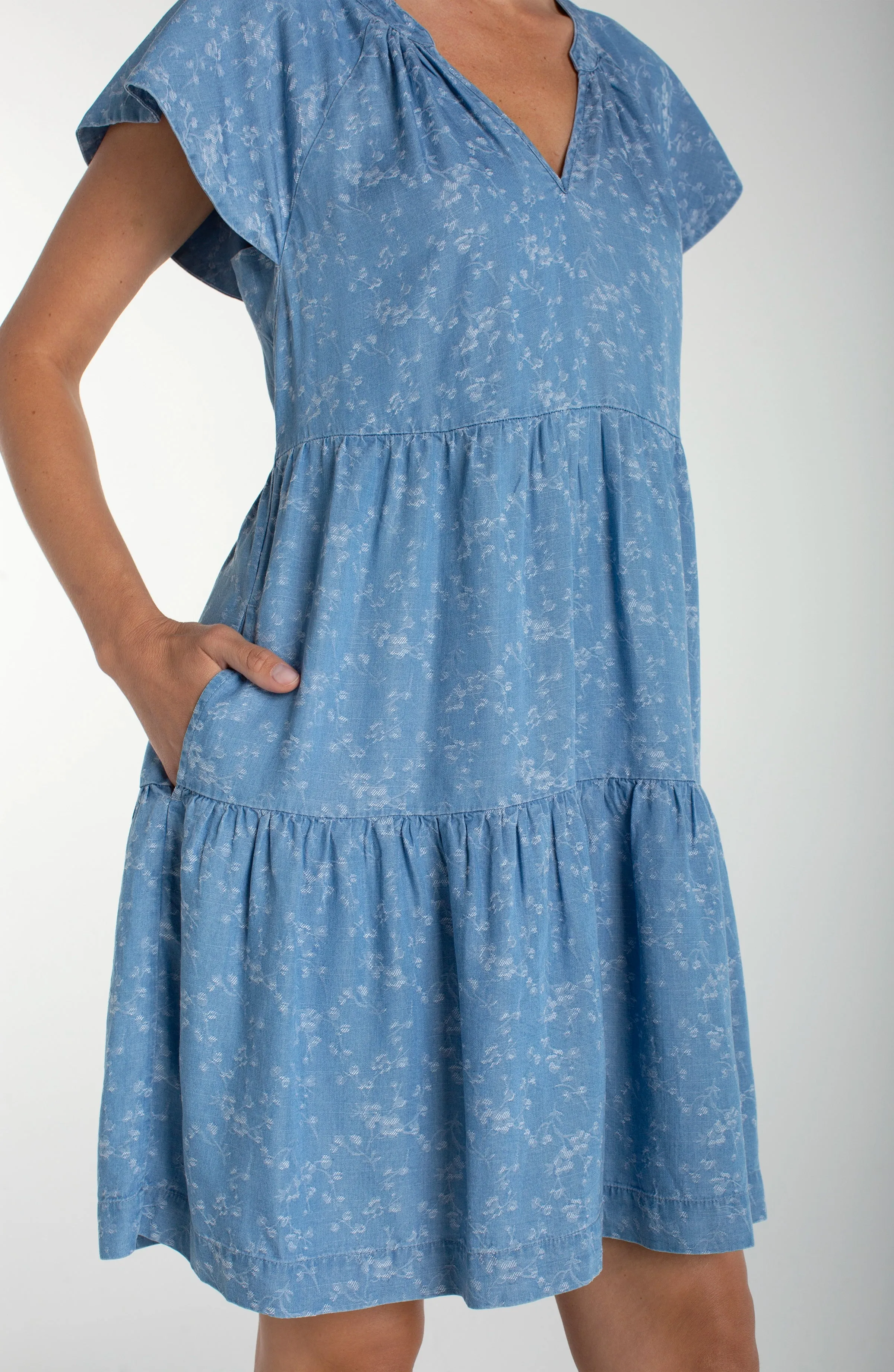 TIERED FLUTTER SLEEVE DRESS sold by Liverpool Jeans Company product image thumbnail 3