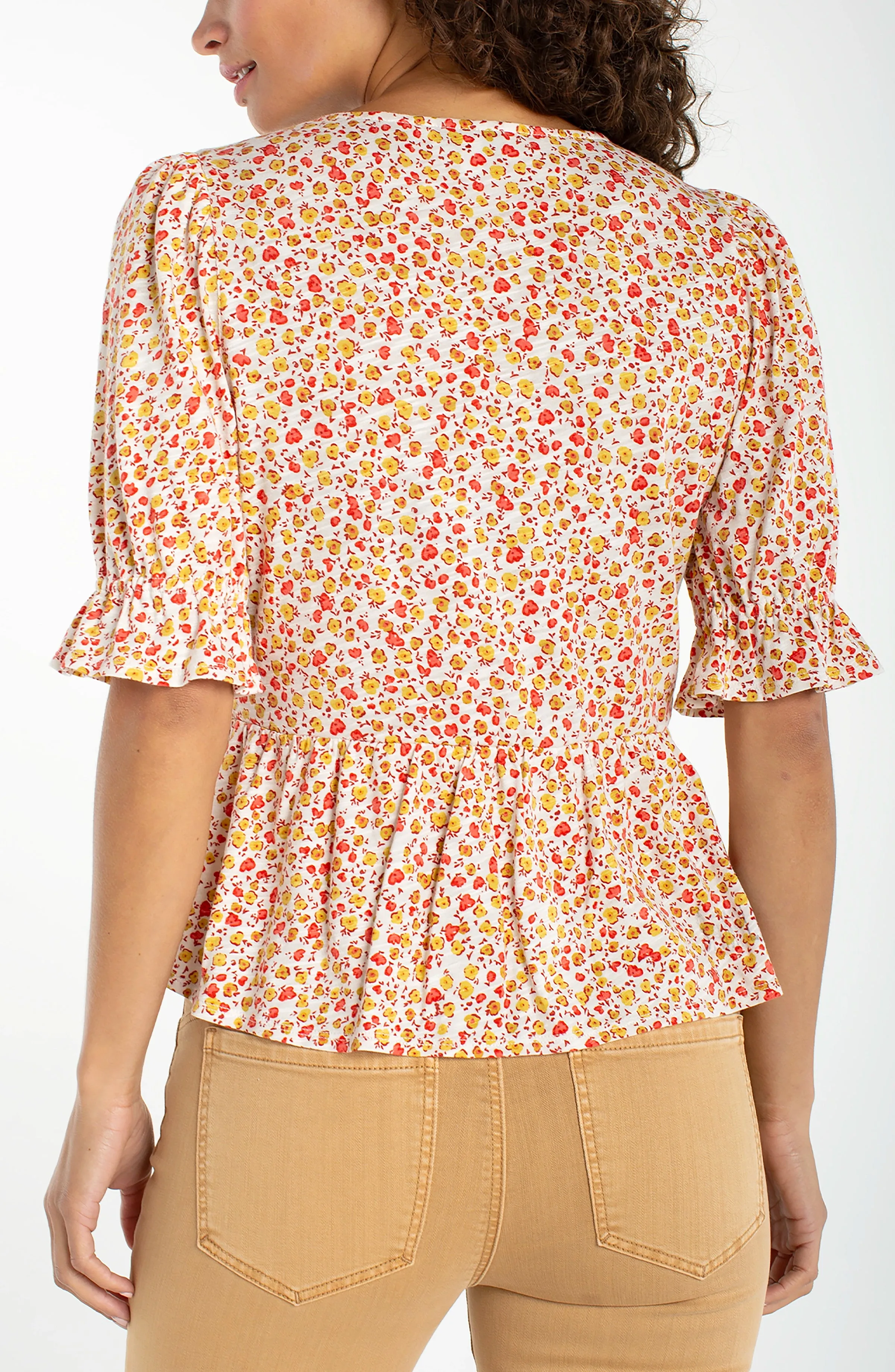 1/2 PUFF SLEEVE PEPLUM KNIT TOP sold by Liverpool Jeans Company product image thumbnail 2