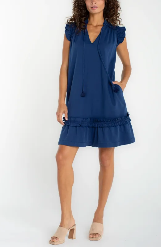 FLUTTER SLEEVE RUFFLED DRESS made by Liverpool Jeans Company