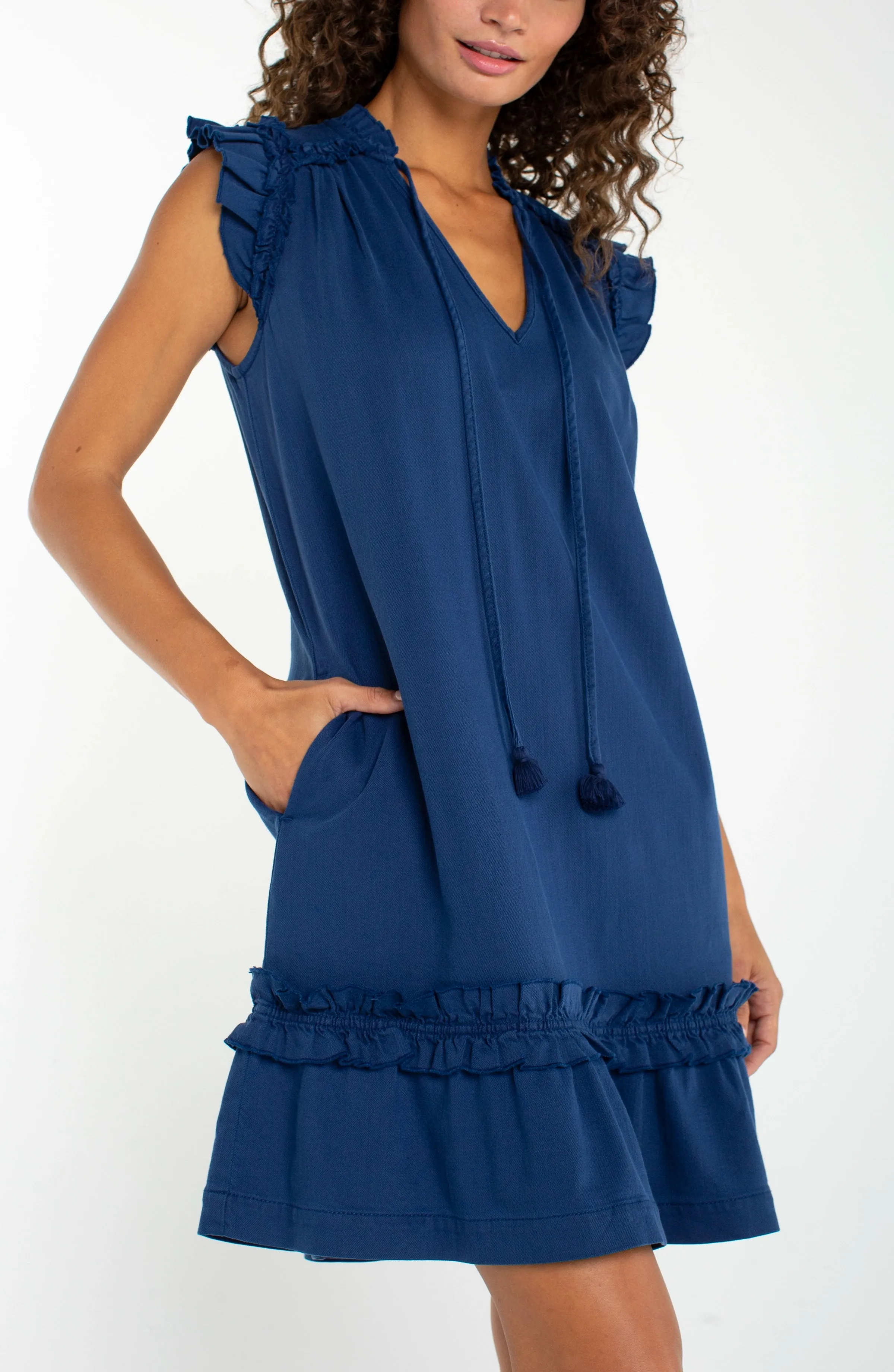 FLUTTER SLEEVE RUFFLED DRESS sold by Liverpool Jeans Company product image thumbnail 2