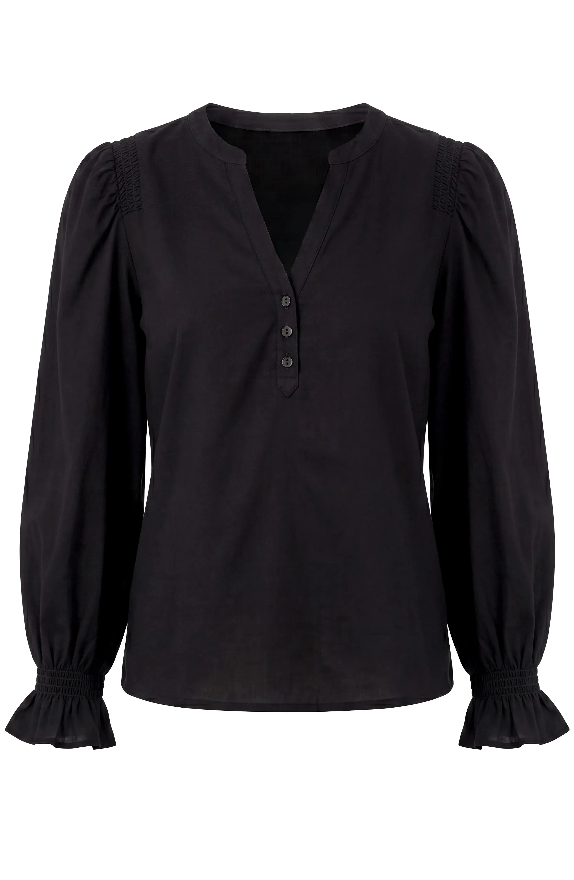 3/4 SLEEVE KNIT-TO-WOVEN TOP W/ SMOCKING sold by Liverpool Jeans Company product image thumbnail 2
