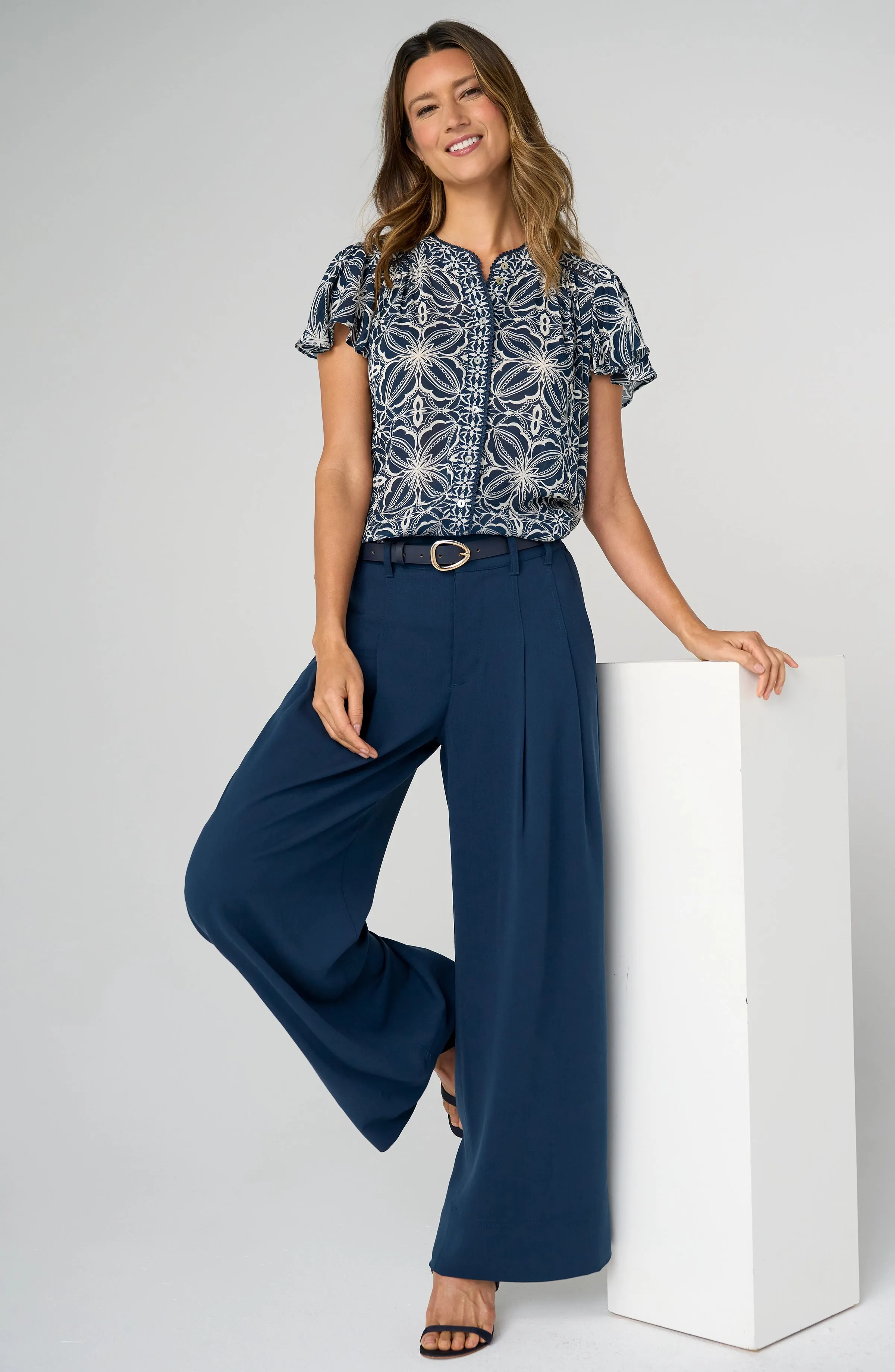 HIGH RISE PLEATED WIDE LEG TROUSER sold by Liverpool Jeans Company product image thumbnail 2
