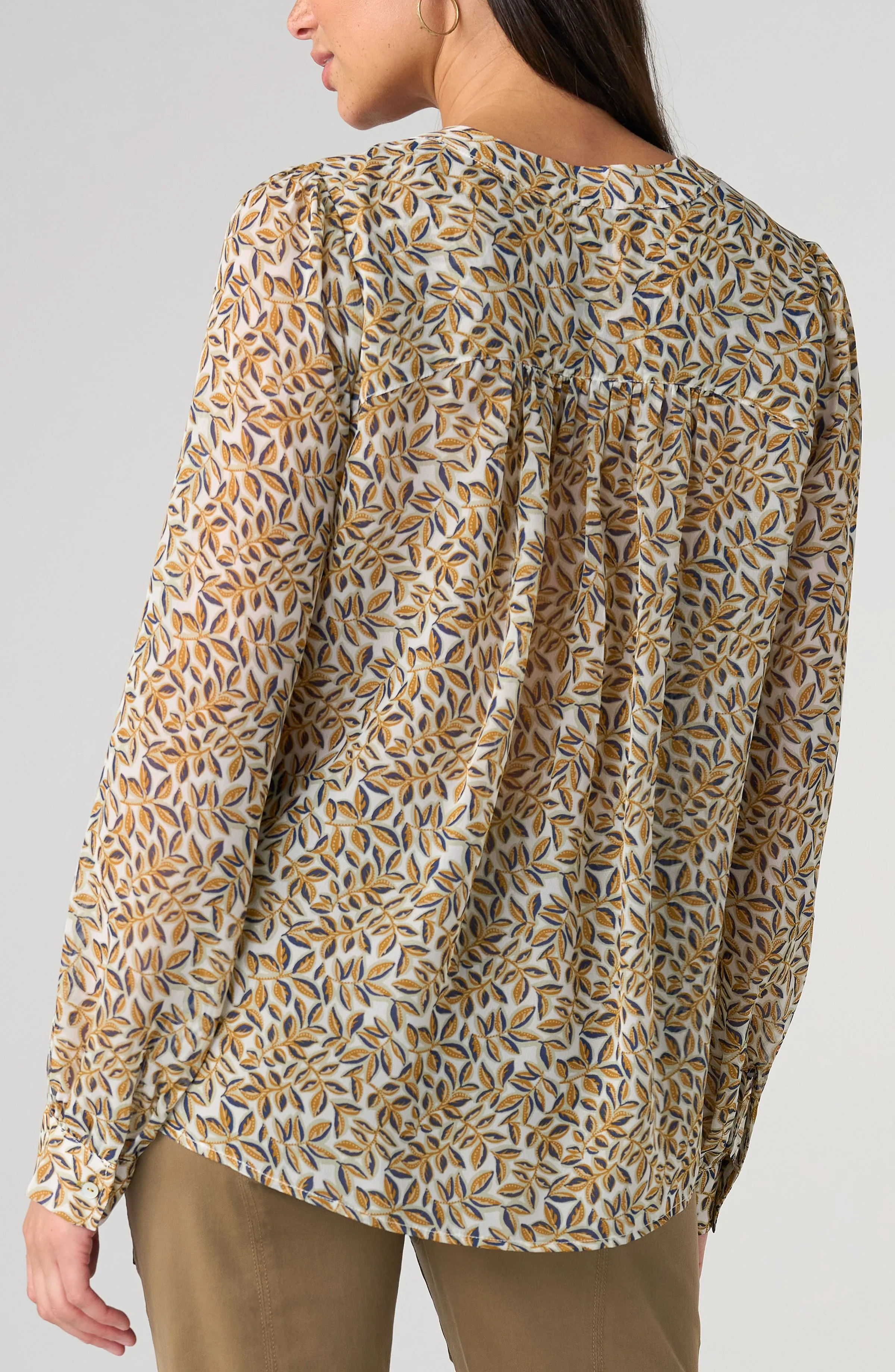 LONG SLEEVE LACE UP WOVEN BLOUSE sold by Liverpool Jeans Company product image thumbnail 3